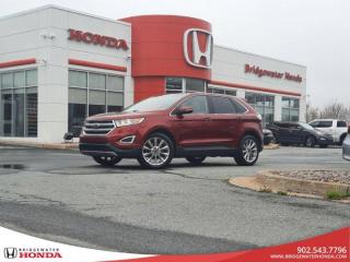 Red 2018 Ford Edge Titanium - New Tires, Steele Checklist AWD 6-Speed Automatic EcoBoost 2.0L I4 GTDi DOHC Turbocharged VCT Bridgewater Honda, Located in Bridgewater Nova Scotia.Edge Titanium - New Tires, Steele Checklist, AWD, Leather, 12 Speakers, 4-Wheel Disc Brakes, ABS brakes, Air Conditioning, AppLink/Apple CarPlay and Android Auto, Auto-dimming Rear-View mirror, Automatic temperature control, Backup Camera, Brake assist, Bumpers: body-colour, Compass, Cruise Control, Delay-off headlights, Driver door bin, Driver vanity mirror, Dual front impact airbags, Dual front side impact airbags, Electronic Stability Control, Emergency communication system: SYNC 3 911 Assist, Four wheel independent suspension, Front anti-roll bar, Front Bucket Seats, Front dual zone A/C, Front Heated Leather-Trimmed Bucket Seats, Front reading lights, Fully automatic headlights, Garage door transmitter, Heated door mirrors, Heated front seats, Illuminated entry, Knee airbag, Leather Shift Knob, Low tire pressure warning, Memory seat, Occupant sensing airbag, Outside temperature display, Overhead airbag, Overhead console, Panic alarm, Passenger door bin, Passenger vanity mirror, Power door mirrors, Power driver seat, Power Liftgate, Power passenger seat, Power steering, Power windows, Radio: AM/FM Stereo w/Single-CD/MP3 Capable, Rear anti-roll bar, Rear Parking Sensors, Rear reading lights, Rear window defroster, Rear window wiper, Remote keyless entry, Security system, Speed-Sensitive Wipers, Split folding rear seat, Spoiler, Steering wheel mounted audio controls, SYNC 3 Communications & Entertainment System, Tachometer, Telescoping steering wheel, Tilt steering wheel, Traction control, Trip computer, Turn signal indicator mirrors, Variably intermittent wipers, Wheels: 19 Premium Painted Luster Nickel Aluminum.Reviews:* Owners say they appreciate the easy-to-use technology and enjoy a comfortable drive in most conditions. Expect a pleasing punch from the 2.7L engine, which sportier drivers seem to enjoy. The updated infotainment system is easy to learn, even for first-time touchscreen users. Source: autoTRADER.ca