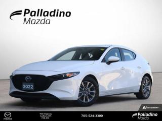 <b>*INCOMING PRE OWNED DEALER TRADE. PLEASE CONTACT DEALER FOR MORE INFORMATION!*<br><br>Heated Seats,  Heated Steering Wheel,  Lane Keep Assist,  Adaptive Cruise,  Apple CarPlay!<br> <br></b><br>     Every consideration has been made so this Mazda feels as if it were built just for you. This  2022 Mazda Mazda3 is fresh on our lot in Sudbury. <br> <br>Like all Mazdas, this 2022 Mazda3 was built with one thing in mind: you. Born from our obsession with creating beautiful vehicles and expressed through our design language called Kodo: which means Soul of Motion Mazda aimed to capture movement, even while standing still. Stepping inside its elegant and airy cabin, youll feel right at home with ultra comfortable seats, a perfectly positioned steering wheel, and top notch technology for the modern era.This  hatchback has 31,329 kms. Its  snowflake white in colour  . It has an automatic transmission and is powered by a  2.5L I4 16V GDI DOHC engine. <br> <br> Our Mazda3s trim level is GS. Stepping up to this incredible Mazda3 GS offers a new dimension of confidence that strengthens the bond between car and driver with comfortable heated front seats, a luxurious heated steering wheel, dual-zone climate control, stylish aluminum wheels, an 8.8 inch infotainment system that features Android Auto, Apple CarPlay and Mazda Connect. Additional features includes smart city brake support, lane-keep assist with lane departure warning, advanced blind spot monitoring with rear cross traffic alert, forward collision warning and a rear view camera to add safety and convenience. This vehicle has been upgraded with the following features: Heated Seats,  Heated Steering Wheel,  Lane Keep Assist,  Adaptive Cruise,  Apple Carplay,  Android Auto,  Remote Keyless Entry. <br> <br>To apply right now for financing use this link : <a href=https://www.palladinomazda.ca/finance/ target=_blank>https://www.palladinomazda.ca/finance/</a><br><br> <br/><br>Palladino Mazda in Sudbury Ontario is your ultimate resource for new Mazda vehicles and used Mazda vehicles. We not only offer our clients a large selection of top quality, affordable Mazda models, but we do so with uncompromising customer service and professionalism. We takes pride in representing one of Canadas premier automotive brands. Mazda models lead the way in terms of affordability, reliability, performance, and fuel efficiency.The advertised price is for financing purchases only. All cash purchases will be subject to an additional surcharge of $2,501.00. This advertised price also does not include taxes and licensing fees.<br> Come by and check out our fleet of 80+ used cars and trucks and 80+ new cars and trucks for sale in Sudbury.  o~o
