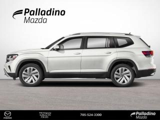 <b>Cooled Seats,  Leather Seats,  Sunroof,  Power Liftgate,  Heated Steering Wheel!</b><br> <br>    The 2021 VW Atlas has enough interior space that land yacht hardly covers it. This  2021 Volkswagen Atlas is fresh on our lot in Sudbury. <br> <br>While this 2021 Volkswagen Atlas is definitely well designed and exceptionally well put together, what sets it aside as one of the best and most comfortable SUVs is the spacious interior. Easily accommodating 7 adults in complete comfort, the Atlas has its sight set on passenger comfort and safety much more than being an agile, sporty, and cramped SUV. The Atlas delivers excellent on road capabilities and a luxurious ride quality while seated in a roomy, airy, extremely well designed cabin.This  SUV has 93,486 kms. Its  pure white in colour  . It has an automatic transmission and is powered by a  3.6L V6 24V GDI DOHC engine.  This unit has some remaining factory warranty for added peace of mind. <br> <br> Our Atlass trim level is Highline 3.6 FSI. This Atlas Highline lives up to its name with power - heated and cooled premium leather seats, a heated leather steering wheel, and a panoramic sunroof. Additional great features include a power liftgate, adaptive stop and go cruise, a larger 8 inch touchscreen with Android Auto and Apple CarPlay, Bluetooth streaming audio and SiriusXM. The exterior chrome trim, elegant alloy wheels, fog lamps bring extra elegance and class, while the blind spot assist sensors, front collision mitigation system and park distance control help keep you and your family extremely safe. This vehicle has been upgraded with the following features: Cooled Seats,  Leather Seats,  Sunroof,  Power Liftgate,  Heated Steering Wheel,  Heated Seats,  Aluminum Wheels. <br> <br>To apply right now for financing use this link : <a href=https://www.palladinomazda.ca/finance/ target=_blank>https://www.palladinomazda.ca/finance/</a><br><br> <br/><br>Palladino Mazda in Sudbury Ontario is your ultimate resource for new Mazda vehicles and used Mazda vehicles. We not only offer our clients a large selection of top quality, affordable Mazda models, but we do so with uncompromising customer service and professionalism. We takes pride in representing one of Canadas premier automotive brands. Mazda models lead the way in terms of affordability, reliability, performance, and fuel efficiency.The advertised price is for financing purchases only. All cash purchases will be subject to an additional surcharge of $2,501.00. This advertised price also does not include taxes and licensing fees.<br> Come by and check out our fleet of 90+ used cars and trucks and 90+ new cars and trucks for sale in Sudbury.  o~o