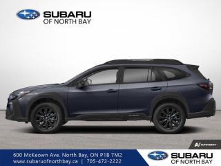 <b>Premium Audio,  Sunroof,  Power Liftgate,  Wireless Charging,  Blind Spot Detection!</b><br> <br>   Versatility, comfort, style, and capability combine to make the 2024 Subaru Outback the perfect choice for the weekend warrior in all of us. <br> <br>This 2024 Subaru Outback was made for the adventurer in all of us. Whether you want a better daily drive, or just the perfect backcountry camping spot, this SUV alternative is fit for the road. With impressive infotainment systems, rugged and sophisticated capability, and aggressive styling, the 2024 Subaru Outback is the perfect all-around ride for those that want a little more out of there weekend. <br> <br> This crystal black silica SUV  has a cvt transmission and is powered by a  182HP 2.5L 4 Cylinder Engine.<br> <br> Our Outbacks trim level is Onyx. This Outback Onyx steps things up with switchable drive modes, a premium 12-speaker harman/kardon audio system and all-weather soft-touch upholstery, along with a power sunroof, a power liftgate for rear cargo access, upgraded aluminum wheels, and Subaru STARLINK Connected services. Other great standard features such as heated front seats, a heated steering wheel, adaptive cruise control, dual-zone climate control, mobile device wireless charging, and an upgraded tablet-style 11.6-inch infotainment screen with inbuilt navigation, Apple CarPlay and Android Auto. Safety features also include blind spot detection, evasive steering assist, lane keeping assist with lane departure warning, forward and rear collision mitigation, pre-collision braking, and a wide-angle front camera. This vehicle has been upgraded with the following features: Premium Audio,  Sunroof,  Power Liftgate,  Wireless Charging,  Blind Spot Detection,  Climate Control,  Heated Seats. <br><br> <br>To apply right now for financing use this link : <a href=https://www.subaruofnorthbay.ca/tools/autoverify/finance.htm target=_blank>https://www.subaruofnorthbay.ca/tools/autoverify/finance.htm</a><br><br> <br/>  Contact dealer for additional rates and offers.  6.49% financing for 60 months. <br> Buy this vehicle now for the lowest bi-weekly payment of <b>$393.16</b> with $0 down for 60 months @ 6.49% APR O.A.C. ( Plus applicable taxes -  Plus applicable fees   ).  Incentives expire 2024-05-31.  See dealer for details. <br> <br>Subaru of North Bay has been proudly serving customers in North Bay, Sturgeon Falls, New Liskeard, Cobalt, Haileybury, Kirkland Lake and surrounding areas since 1987. Whether you choose to visit in person or shop online, youll find a huge selection of new 2022-2023 Subaru models as well as certified used vehicles of all makes and models. </br>Our extensive lineup of new vehicles includes the Ascent, BRZ, Crosstrek, Forester, Impreza, Legacy, Outback, WRX and WRX STI. If youre already a Subaru owner, our Subaru Certified Technicians can provide the Genuine Subaru parts, accessories and quality service your vehicle deserves. </br>We invite you to book a test drive or service online, give our dealership a call at 705-472-2222, or just stop in for a visit. We look forward to meeting with you and providing you a stellar experience. </br><br> Come by and check out our fleet of 20+ used cars and trucks and 30+ new cars and trucks for sale in North Bay.  o~o