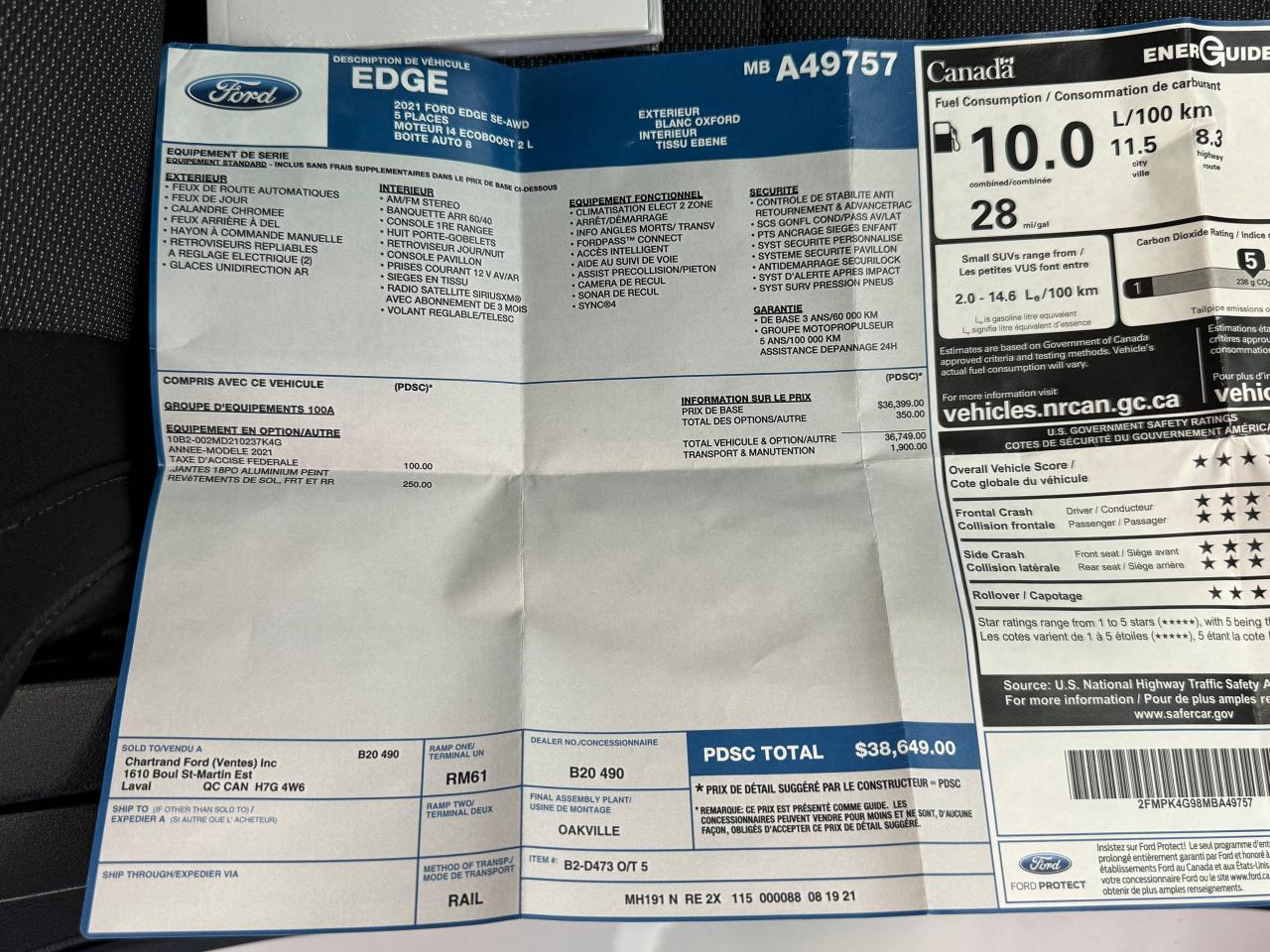 2021 Ford Edge SE AWD+ApplePlay+Lane Keep+Camera+CLEAN CARFAX Photo95