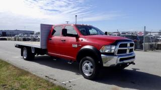 2015 RAM 5500 Crew Cab  12 Foot Flatdeck 4WD Dually, 6.4L V8 OHV 16V engine, 4 door, Automatic, 4WD, Red exterior.Bluetooth, Aux, USB, Power Windows, Power Locks,Power Mirrors, Trailer Brake Controller, Tow/Haul Mode, 4WD Selector, Tow Mirrors, Side Steps, Flat Deck Ratchets. Dimensions of Deck Length 12 Feet Width 8 Feet. Certificate and Decal Valid to April 2025 $48,710.00 plus $375 processing fee, $49,085.00 total payment obligation before taxes.  Listing report, warranty, contract commitment cancellation fee, financing available on approved credit (some limitations and exceptions may apply). All above specifications and information is considered to be accurate but is not guaranteed and no opinion or advice is given as to whether this item should be purchased. We do not allow test drives due to theft, fraud and acts of vandalism. Instead we provide the following benefits: Complimentary Warranty (with options to extend), Limited Money Back Satisfaction Guarantee on Fully Completed Contracts, Contract Commitment Cancellation, and an Open-Ended Sell-Back Option. Ask seller for details or call 604-522-REPO(7376) to confirm listing availability.