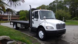 2013 Freightliner M2 106 26 Foot Flat Deck Hydraulic Brakes 
 Diesel,  6.7L L6 DIESEL engine, Cummins Diesel engine, 2 door, automatic, 4X2, cruise control, AM/FM radio, CD player, power door locks, power windows, power mirrors, white exterior, grey interior, cloth.  Engine hours: 9886  Deck size:  26 Feet 4 Inches Long by 8 Feet 5 Inches Wide (Measurements are deemed to be correct but are not guaranteed) Certificate and decal Valid to April 2025 $59,710.00 plus $375 processing fee, $60,085.00 total payment obligation before taxes.  Listing report, warranty, contract commitment cancellation fee, financing available on approved credit (some limitations and exceptions may apply). All above specifications and information is considered to be accurate but is not guaranteed and no opinion or advice is given as to whether this item should be purchased. We do not allow test drives due to theft, fraud and acts of vandalism. Instead we provide the following benefits: Complimentary Warranty (with options to extend), Limited Money Back Satisfaction Guarantee on Fully Completed Contracts, Contract Commitment Cancellation, and an Open-Ended Sell-Back Option. Ask seller for details or call 604-522-REPO(7376) to confirm listing availability.