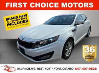 Welcome to First Choice Motors, the largest car dealership in Toronto of pre-owned cars, SUVs, and vans priced between $5000-$15,000. With an impressive inventory of over 300 vehicles in stock, we are dedicated to providing our customers with a vast selection of affordable and reliable options. <br><br>Were thrilled to offer a used 2013 Kia Optima LX, white color with 133,000km (STK#7338) This vehicle was $10990 NOW ON SALE FOR $9990. It is equipped with the following features:<br>- Automatic Transmission<br>- Heated seats<br>- Bluetooth<br>- Alloy wheels<br>- Power windows<br>- Power locks<br>- Power mirrors<br>- Air Conditioning<br><br>At First Choice Motors, we believe in providing quality vehicles that our customers can depend on. All our vehicles come with a 36-day FULL COVERAGE warranty. We also offer additional warranty options up to 5 years for our customers who want extra peace of mind.<br><br>Furthermore, all our vehicles are sold fully certified with brand new brakes rotors and pads, a fresh oil change, and brand new set of all-season tires installed & balanced. You can be confident that this car is in excellent condition and ready to hit the road.<br><br>At First Choice Motors, we believe that everyone deserves a chance to own a reliable and affordable vehicle. Thats why we offer financing options with low interest rates starting at 7.9% O.A.C. Were proud to approve all customers, including those with bad credit, no credit, students, and even 9 socials. Our finance team is dedicated to finding the best financing option for you and making the car buying process as smooth and stress-free as possible.<br><br>Our dealership is open 7 days a week to provide you with the best customer service possible. We carry the largest selection of used vehicles for sale under $9990 in all of Ontario. We stock over 300 cars, mostly Hyundai, Chevrolet, Mazda, Honda, Volkswagen, Toyota, Ford, Dodge, Kia, Mitsubishi, Acura, Lexus, and more. With our ongoing sale, you can find your dream car at a price you can afford. Come visit us today and experience why we are the best choice for your next used car purchase!<br><br>All prices exclude a $10 OMVIC fee, license plates & registration  and ONTARIO HST (13%)