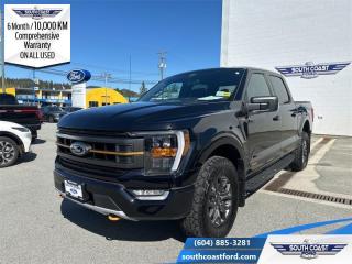 <b>Low Mileage, Ford Co-Pilot360 Assist, Remote Engine Start, Trailer Tow Package, 18 inch Aluminum Wheels, Tailgate Step!</b><br> <br> <p style=color:Blue;><b>Upgrade your ride at South Coast Ford with peace of mind! Our used vehicles come with a minimum of 10,000 km and 6 months of Comprehensive Vehicle Warranty. Drive with confidence knowing your investment is protected.</b></p><br> <br> Compare at $72090 - Our Price is just $69990! <br> <br>   The Ford F-Series is the best-selling vehicle in Canada for a reason. Its simply the most trusted pickup for getting the job done. This  2022 Ford F-150 is fresh on our lot in Sechelt. <br> <br>The perfect truck for work or play, this versatile Ford F-150 gives you the power you need, the features you want, and the style you crave! With high-strength, military-grade aluminum construction, this F-150 cuts the weight without sacrificing toughness. The interior design is first class, with simple to read text, easy to push buttons and plenty of outward visibility. With productivity at the forefront of design, the F-150 makes use of every single component was built to get the job done right!This low mileage  Crew Cab 4X4 pickup  has just 4,185 kms. Its  agate black in colour  . It has a 10 speed automatic transmission and is powered by a  400HP 3.5L V6 Cylinder Engine.  This unit has some remaining factory warranty for added peace of mind. <br> <br> Our F-150s trim level is Tremor. Upgrading to this Ford F-150 Tremor is a great choice as it comes loaded with exclusive aluminum wheels, a performance off-road suspension, a dual stainless steel exhaust with black tip, front fog lights, remote keyless entry and remote engine start, Ford Co-Pilot360 that features lane keep assist, pre-collision assist and automatic emergency braking. Enhanced features include body coloured exterior accents, SYNC 4 with enhanced voice recognition, Apple CarPlay and Android Auto, FordPass Connect 4G LTE, steering wheel mounted cruise control, a powerful audio system, trailer hitch and sway control, cargo box lights, power door locks and a rear view camera to help when backing out of a tight spot. This vehicle has been upgraded with the following features: Ford Co-pilot360 Assist, Remote Engine Start, Trailer Tow Package, 18 Inch Aluminum Wheels, Tailgate Step, 401a Equipment Group, Power Sliding Rear Window. <br> To view the original window sticker for this vehicle view this <a href=http://www.windowsticker.forddirect.com/windowsticker.pdf?vin=1FTEW1E86NFC26623 target=_blank>http://www.windowsticker.forddirect.com/windowsticker.pdf?vin=1FTEW1E86NFC26623</a>. <br/><br> <br>To apply right now for financing use this link : <a href=https://www.southcoastford.com/financing/ target=_blank>https://www.southcoastford.com/financing/</a><br><br> <br/><br>Call South Coast Ford Sales or come visit us in person. Were convenient to Sechelt, BC and located at 5606 Wharf Avenue. and look forward to helping you with your automotive needs.<br><br> Come by and check out our fleet of 20+ used cars and trucks and 110+ new cars and trucks for sale in Sechelt.  o~o
