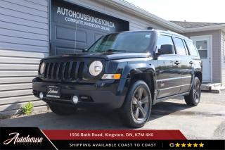 The 2017 Jeep Patriot with the 75th Anniversary Package is packed with Power sunroof, 4X4, leather interior, Special edition 17-inch wheels, heated seats, Uconnect Voice Command with Bluetooth, steering wheel mounted controls and so much more. This vehicle comes with a clean CARFAX report. 

<p>**PLEASE CALL TO BOOK YOUR TEST DRIVE! THIS WILL ALLOW US TO HAVE THE VEHICLE READY BEFORE YOU ARRIVE. THANK YOU!**</p>

<p>The above advertised price and payment quote are applicable to finance purchases. <strong>Cash pricing is an additional $699. </strong> We have done this in an effort to keep our advertised pricing competitive to the market. Please consult your sales professional for further details and an explanation of costs. <p>

<p>WE FINANCE!! Click through to AUTOHOUSEKINGSTON.CA for a quick and secure credit application!<p><strong>

<p><strong>All of our vehicles are ready to go! Each vehicle receives a multi-point safety inspection, oil change and emissions test (if needed). Our vehicles are thoroughly cleaned inside and out.<p>

<p>Autohouse Kingston is a locally-owned family business that has served Kingston and the surrounding area for more than 30 years. We operate with transparency and provide family-like service to all our clients. At Autohouse Kingston we work with more than 20 lenders to offer you the best possible financing options. Please ask how you can add a warranty and vehicle accessories to your monthly payment.</p>

<p>We are located at 1556 Bath Rd, just east of Gardiners Rd, in Kingston. Come in for a test drive and speak to our sales staff, who will look after all your automotive needs with a friendly, low-pressure approach. Get approved and drive away in your new ride today!</p>

<p>Our office number is 613-634-3262 and our website is www.autohousekingston.ca. If you have questions after hours or on weekends, feel free to text Kyle at 613-985-5953. Autohouse Kingston  It just makes sense!</p>

<p>Office - 613-634-3262</p>

<p>Kyle Hollett (Sales) - Extension 104 - Cell - 613-985-5953; kyle@autohousekingston.ca</p>

<p>Joe Purdy (Finance) - Extension 103 - Cell  613-453-9915; joe@autohousekingston.ca</p>

<p>Brian Doyle (Sales and Finance) - Extension 106 -  Cell  613-572-2246; brian@autohousekingston.ca</p>

<p>Bradie Johnston (Director of Awesome Times) - Extension 101 - Cell - 613-331-1121; bradie@autohousekingston.ca</p>