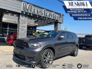 This DODGE DURANGO GT, with a V6 Cylinder Engine engine, features a TRANSMISSION: 8-SPEED AUTOMATIC transmission, and generates 9.6 highway/12.7 city L/100km. Find this vehicle with only 86383 kilometers!  DODGE DURANGO GT Options: This DODGE DURANGO GT offers a multitude of options. Technology options include: Hands-Free Communication w/Bluetooth, 2 LCD Monitors In The Front, GPS Antenna Input, MP3 Player.  Safety options include Airbag Occupancy Sensor, Curtain 1st, 2nd And 3rd Row Airbags, Driver Knee Airbag, Dual Stage Driver And Passenger Front Airbags, Dual Stage Driver And Passenger Seat-Mounted Side Airbags.  Visit Us: Find this DODGE DURANGO GT at Muskoka Chrysler today. We are conveniently located at 380 Ecclestone Dr Bracebridge ON P1L1R1. Muskoka Chrysler has been serving our local community for over 40 years. We take pride in giving back to the community while providing the best customer service. We appreciate each and opportunity we have to serve you, not as a customer but as a friend