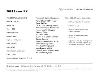 Used 2024 Lexus RX 350 Premium | Accident Free | Local for sale in Winnipeg, MB