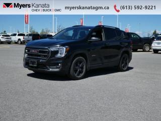 <b>Leather Seats,  Power Liftgate,  Remote Start,  Aluminum Wheels,  Lane Keep Assist!</b><br> <br>     This  2023 GMC Terrain is fresh on our lot in Kanata. <br> <br>From endless details that drastically improve this SUVs usability, to striking style and amazing capability, this 2023 Terrain is exactly what you expect from a GMC SUV. The interior has a clean design, with upscale materials like soft-touch surfaces and premium trim. Quiet, spacious and comfortable, this Terrain is exactly what youd expect from an extremely versatile  SUV. For the next step in the evolution of the crossover and small SUV segment, dont miss this GMC Terrain.This  SUV has 59,432 kms. Its  ebony twilight metallic in colour  . It has an automatic transmission and is powered by a  175HP 1.5L 4 Cylinder Engine. <br> <br> Our Terrains trim level is AT4. Upgrading to this off-road ready Terrain AT4 is an awesome decision as it comes loaded with leather front seats with memory settings, a large colour touchscreen infotainment system featuring wireless Apple CarPlay, Android Auto and SiriusXM plus its also 4G LTE hotspot capable. This Terrain AT4 also includes an off-road skid plate, dark exterior accents, gloss black aluminum wheels and exclusive interior accents, power rear liftgate, a leather-wrapped steering wheel, Teen Driver technology, a remote engine starter, an HD rear vision camera, lane keep assist with lane departure warning, forward collision alert, LED signature lighting, StabiliTrak with hill descent control, power driver and passenger seats and a 60/40 split-folding rear seat to make hauling large items a breeze. This vehicle has been upgraded with the following features: Leather Seats,  Power Liftgate,  Remote Start,  Aluminum Wheels,  Lane Keep Assist,  Forward Collision Alert,  Rear View Camera. <br> <br>To apply right now for financing use this link : <a href=https://www.myerskanatagm.ca/finance/ target=_blank>https://www.myerskanatagm.ca/finance/</a><br><br> <br/><br>Price is plus HST and licence only.<br>Book a test drive today at myerskanatagm.ca<br>*LIFETIME ENGINE TRANSMISSION WARRANTY NOT AVAILABLE ON VEHICLES WITH KMS EXCEEDING 140,000KM, VEHICLES 8 YEARS & OLDER, OR HIGHLINE BRAND VEHICLE(eg. BMW, INFINITI. CADILLAC, LEXUS...)<br> Come by and check out our fleet of 40+ used cars and trucks and 140+ new cars and trucks for sale in Kanata.  o~o