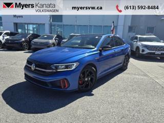 <b>Sport Suspension,  Premium Audio,  Sunroof,  Cooled Seats,  Leather Seats!</b><br> <br>  Compare at $35010 - Our Price is just $34999! <br> <br>   With a raft of sophisticated technology and safety systems, this 2023 Volkswagen Jetta GLI is a capable and reliable sports sedan. This  2023 Volkswagen Jetta GLI is fresh on our lot in Kanata. <br> <br>This 2023 Jetta GLI is Volkswagen features a stylish front end, sporting a bold grille and aggressive bumper, with chiseled body lines that flow into a redesigned rear end with unique honey-comb styling and larger diameter exhaust outlets. The interior is graced with an abundance of sporty styling cues, with a host of safety, infotainment and comfort- oriented technology. Engineered to deliver satisfaction during spirited driving, this 2023 Jetta GLI is an outstanding sports sedan with impressive day-to-day capability.This  sedan has 20,095 kms. Its  rising blue metallic in colour  . It has an automatic transmission and is powered by a  2.0L I4 16V GDI DOHC Turbo engine. <br> <br> Our Jetta GLIs trim level is DSG. This sporty sedan is jampacked with amazing standard features such as sport-tuned adaptive suspension, ventilated and heated leather seats with power adjustment and lumbar support, a heated steering wheel, an express open/close sunroof with a sunshade, heated side mirrors, a 6-speaker BeatsAudio premium audio system, wireless Apple CarPlay and Android Auto, mobile device wireless charging, and satellite navigation via an 8-inch touchscreen infotainment system. Safety features include lane departure warning, lane keep assist, blind spot monitoring, forward collision alert, autonomous emergency braking, and VW Car-Net Safe & Secure. Additional features include proximity keyless entry with remote start, ambient lighting, front and rear cupholders, LED headlights with automatic high beams, and even more. This vehicle has been upgraded with the following features: Sport Suspension,  Premium Audio,  Sunroof,  Cooled Seats,  Leather Seats,  Apple Carplay,  Android Auto. <br> <br>To apply right now for financing use this link : <a href=https://www.myersvw.ca/en/form/new/financing-request-step-1/44 target=_blank>https://www.myersvw.ca/en/form/new/financing-request-step-1/44</a><br><br> <br/><br>Backed by Myers Exclusive NO Charge Engine/Transmission for life program lends itself for your peace of mind and you can buy with confidence. Call one of our experienced Sales Representatives today and book your very own test drive! Why buy from us? Move with the Myers Automotive Group since 1942! We take all trade-ins - Appraisers on site - Full safety inspection including e-testing and professional detailing prior delivery! Every vehicle comes with a free Car Proof History report.<br><br>*LIFETIME ENGINE TRANSMISSION WARRANTY NOT AVAILABLE ON VEHICLES MARKED AS-IS, VEHICLES WITH KMS EXCEEDING 140,000KM, VEHICLES 8 YEARS & OLDER, OR HIGHLINE BRAND VEHICLES (eg.BMW, INFINITI, CADILLAC, LEXUS...). FINANCING OPTIONS NOT AVAILABLE ON VEHICLES MARKED AS-IS OR AS-TRADED.<br> Come by and check out our fleet of 40+ used cars and trucks and 120+ new cars and trucks for sale in Kanata.  o~o