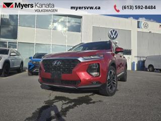 <b>Low Mileage, Navigation,  Head Up Display,  Sunroof,  Leather Seats,  Cooled Seats!</b><br> <br>  Compare at $29869 - Our Price is just $28999! <br> <br>   Hyundai has stepped up its game in SUVs with this stunning all-new Santa Fe. This  2019 Hyundai Santa Fe is fresh on our lot in Kanata. <br> <br>The all-new Hyundai Santa Fe is about helping your drive become a safer drive, and it starts with the SuperStructure at its core. This frame is engineered with Advanced High Strength Steel for superior rigidity and strength to provide added protection in the event you cannot avoid a collision from happening. But beyond the strong foundation you are surrounded by a suite of available driver assistance technologies actively scanning your surroundings to help keep you safe on your journeys. Theyve been developed to help alert you to, and even avoid, unexpected dangers on the road and include the worlds first Safe Exit Assist technology. Discover an SUV that helps you protect not only you and your passengers, but also the people around you. This low mileage  SUV has just 55,195 kms. Its  scaret red in colour  . It has an automatic transmission and is powered by a  2.0L I4 16V GDI DOHC Turbo engine.  It may have some remaining factory warranty, please check with dealer for details. <br> <br> Our Santa Fes trim level is 2.0T Ultimate AWD. For the Ultimate in Santa Fe offerings, this SUV comes with navigation, head-up display, Infinity premium sound system, wireless charging, LED lighting, and rain sensing wipers. Other premium features include sunroof, leather seats, cooled front seats, memory settings, heated seats, a hands free power liftgate, a 360 degree monitor, and a 7 inch LCD monitor. You also get driver assistance and safety features you could need with active blind spot and rear cross traffic assistance, easy exit seats, parking distance assist, BlueLink remote activation, dual zone automatic climate control, proximity key entry. Other features include forward collision mitigation with pedestrian detection, adaptive cruise control with stop and go, lane keep assist, driver attention assistance, automatic high beams, a 8 inch touchscreen, Android Auto, Apple CarPlay, heated seats and steering wheel, and Bluetooth. This vehicle has been upgraded with the following features: Navigation,  Head Up Display,  Sunroof,  Leather Seats,  Cooled Seats,  Wireless Charging,  Memory Seats. <br> <br>To apply right now for financing use this link : <a href=https://www.myersvw.ca/en/form/new/financing-request-step-1/44 target=_blank>https://www.myersvw.ca/en/form/new/financing-request-step-1/44</a><br><br> <br/><br>Backed by Myers Exclusive NO Charge Engine/Transmission for life program lends itself for your peace of mind and you can buy with confidence. Call one of our experienced Sales Representatives today and book your very own test drive! Why buy from us? Move with the Myers Automotive Group since 1942! We take all trade-ins - Appraisers on site - Full safety inspection including e-testing and professional detailing prior delivery! Every vehicle comes with a free Car Proof History report.<br><br>*LIFETIME ENGINE TRANSMISSION WARRANTY NOT AVAILABLE ON VEHICLES MARKED AS-IS, VEHICLES WITH KMS EXCEEDING 140,000KM, VEHICLES 8 YEARS & OLDER, OR HIGHLINE BRAND VEHICLES (eg.BMW, INFINITI, CADILLAC, LEXUS...). FINANCING OPTIONS NOT AVAILABLE ON VEHICLES MARKED AS-IS OR AS-TRADED.<br> Come by and check out our fleet of 40+ used cars and trucks and 120+ new cars and trucks for sale in Kanata.  o~o