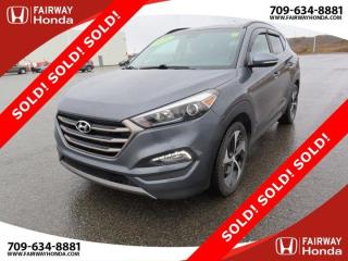 Awards:* IIHS Canada Top Safety Pick+, Top Safety Pick+Recent Arrival!Odometer is 38873 kilometers below market average! Coliseum Gray 2016 Hyundai Tucson Limited AWD! LOW KM INSPECTED - READY FOR YOUR NEXT ADVENT AWD 7-Speed Automatic 1.6L I4 DGI*Professionally Detailed*, *Market Value Pricing*, AWD, 3-Stage Heated Front Bucket Seats, 4-Wheel Disc Brakes, 8 Speakers, ABS brakes, Air Conditioning, AM/FM radio: XM, Anti-whiplash front head restraints, Auto-dimming Rear-View mirror, Automatic temperature control, Brake assist, Bumpers: body-colour, Delay-off headlights, Driver door bin, Driver vanity mirror, Dual front impact airbags, Dual front side impact airbags, Electronic Stability Control, Exterior Parking Camera Rear, Four wheel independent suspension, Front anti-roll bar, Front dual zone A/C, Front fog lights, Front reading lights, Fully automatic headlights, Garage door transmitter: HomeLink, Heated door mirrors, Heated front seats, Heated rear seats, Heated steering wheel, High-Intensity Discharge Headlights, Illuminated entry, Leather Seat Trim, Navigation System, Occupant sensing airbag, Outside temperature display, Overhead airbag, Overhead console, Panic alarm, Passenger door bin, Passenger vanity mirror, Power door mirrors, Power driver seat, Power Liftgate, Power moonroof, Power passenger seat, Power steering, Power windows, Radio data system, Radio: AM/FM/XM/MP3 w/Navigation System, Rear anti-roll bar, Rear Parking Sensors, Rear window defroster, Rear window wiper, Remote keyless entry, Roof rack: rails only, Security system, Speed control, Speed-sensing steering, Split folding rear seat, Spoiler, Steering wheel mounted audio controls, Tachometer, Telescoping steering wheel, Tilt steering wheel, Traction control, Trip computer, Turn signal indicator mirrors, Variably intermittent wipers, Wheels: 19 x 7.5 Alloy.Certification Program Details: 85 Point Inspection Top Up Fluids Brake Inspection Tire Inspection Fresh 2 Year MVI Fresh Oil ChangeReviews:* Most owners say this era of Tucson attracted their attention with unique exterior styling, and sealed the deal with a great balance of comfortable ride quality and sporty, spirited driving dynamics. Bang-for-the-buck was highly rated as well. Source: autoTRADER.caFairway Honda - Community Driven!