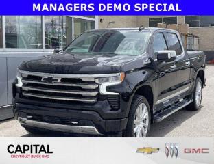 Look at this 2023 Chevrolet Silverado 1500 High Country. Its Automatic transmission and Gas V8 5.3L/325 engine will keep you going. This Chevrolet Silverado 1500 features the following options: ENGINE, 5.3L ECOTEC3 V8 (355 hp [265 kW] @ 5600 rpm, 383 lb-ft of torque [518 Nm] @ 4100 rpm); featuring available Dynamic Fuel Management that enables the engine to operate in 17 different patterns between 2 and 8 cylinders, depending on demand, to optimize power delivery and efficiency (STD), Wireless Phone Projection for Apple CarPlay and Android Auto, Wireless Charging (Not compatible with all phones. Compliant batteries include Qi and PMA technologies. Reference Mobile devices manual to confirm what type of battery it uses. Beginning October 26, 2022 through November 20, 2022, certain vehicles will be forced to include (00C) Not Equipped with Wireless Charging, which removes Wireless Charging. See dealer for details or the window label for the features on a specific vehicle.), Wipers, front rain-sensing, Windows, power rear, express down, Window, power, rear sliding with rear defogger, Window, power front, passenger express up/down, Window, power front, drivers express up/down, Wi-Fi Hotspot capable (Terms and limitations apply. See onstar.ca or dealer for details.), and Wheels, 20 x 9 (50.8 cm x 22.9 cm) machined aluminum with Charcoal pockets. See it for yourself at Capital Chevrolet Buick GMC Inc., 13103 Lake Fraser Drive SE, Calgary, AB T2J 3H5.