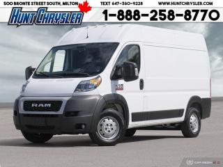 KEEP EM COMING FOR YOU!!!! 2021 RAM PROMASTER CARGO VAN 1500 HIGH ROOF 136WB!!! Equipped with a 3.6L Pentastar Engine, Automatic Transmission, Premium Cloth Seating for Two, 5in Touchscreen with Rear Camera, Bluetooth, Fog Lights, Power Windows, Power Locks, Cruise Control, A/C, Storage Shelf and so much more!! Are you on the Hunt for the perfect car in Ontario? Look no further than our car dealership! Our NON-COMMISSION sales team members are dedicated to providing you with the best service in town. Whether youre looking for a sleek pickup truck or a spacious family vehicle, our team has got you covered. Visit us today and take a test drive - we promise you wont be disappointed! Call 905-876-2580 or Email us at sales@huntchrysler.com
