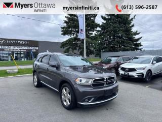 <b>Leather Seats,  Bluetooth,  Heated Seats,  Heated Steering Wheel,  Rear View Camera!</b><br> <br>  Compare at $21288 - Our Price is just $20668! <br> <br>   This Dodge Durango is a versatile SUV that offers more thrills than many of its competitors. This  2015 Dodge Durango is fresh on our lot in Ottawa. <br> <br>This Dodge Durango offers drivers the best of everything. It starts with a well-appointed interior with a generous amount of room for cargo and passengers. Muscular styling sets this Durango apart from the softer crossovers on the market. Impressive confidence comes from a powerful, yet efficient drivetrain. The standard all-wheel drive capability is balanced by plush, upscale interior details making for a well-balanced, family friendly SUV. This  SUV has 190,199 kms. Its  black in colour  . It has an automatic transmission and is powered by a  295HP 3.6L V6 Cylinder Engine.   This vehicle has been upgraded with the following features: Leather Seats,  Bluetooth,  Heated Seats,  Heated Steering Wheel,  Rear View Camera,  Remote Start,  Siriusxm. <br> To view the original window sticker for this vehicle view this <a href=http://www.chrysler.com/hostd/windowsticker/getWindowStickerPdf.do?vin=1C4RDJDG4FC923128 target=_blank>http://www.chrysler.com/hostd/windowsticker/getWindowStickerPdf.do?vin=1C4RDJDG4FC923128</a>. <br/><br> <br>To apply right now for financing use this link : <a href=https://www.myersinfiniti.ca/finance/ target=_blank>https://www.myersinfiniti.ca/finance/</a><br><br> <br/><br>*LIFETIME ENGINE TRANSMISSION WARRANTY NOT AVAILABLE ON VEHICLES WITH KMS EXCEEDING 140,000KM, VEHICLES 8 YEARS & OLDER, OR HIGHLINE BRAND VEHICLE(eg. BMW, INFINITI. CADILLAC, LEXUS...)<br> Come by and check out our fleet of 30+ used cars and trucks and 100+ new cars and trucks for sale in Ottawa.  o~o