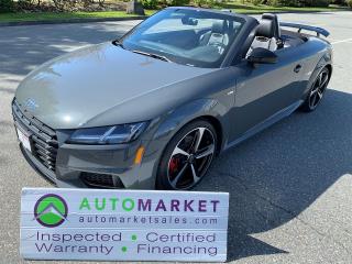 LOCAL CAR WITH NO ACCIDENT CLAIMS. LOADED AND IMMACULATE S-LINE ROADSTER WITH EVERY OPTION . FINANCING, WARRANTY, INSPECTED W/BCAA MEMBERSHIP!<br /><br />Welcome to the Automarket, your community dealership of "YES". We are featuring an absolutely stunning Audii TT Quattro Roadster. Loaded with every feature, Carfax shows excellent preventative maintenance records and No Accident Claims.<br /><br />Having been fully inspected, we know that the vehicle was alsways serviced at Downtown Audi Vancouver, the Brakes are 70% New in the Front and 50% New in the rear, the Tires are 40% New, the oil is fresh and the vehicle has been fully detailed for your safety and enjoyment.<br /><br />2 LOCATIONS TO SERVE YOU, BE SURE TO CALL FIRST TO CONFIRM WHERE THE VEHICLE IS PARKED<br />WHITE ROCK 604-542-4970 LANGLEY 604-533-1310 OWNER'S CELL 604-649-0565<br /><br />We are a family owned and operated business since 1983 and we are committed to offering outstanding vehicles backed by exceptional customer service, now and in the future.<br />What ever your specific needs may be, we will custom tailor your purchase exactly how you want or need it to be. All you have to do is give us a call and we will happily walk you through all the steps with no stress and no pressure.<br />WE ARE THE HOUSE OF YES?<br />ADDITIONAL BENFITS WHEN BUYING FROM SK AUTOMARKET:<br />ON SITE FINANCING THROUGH OUR 17 AFFILIATED BANKS AND VEHICLE FINANCE COMPANIES<br />IN HOUSE LEASE TO OWN PROGRAM.<br />EVRY VEHICLE HAS UNDERGONE A 120 POINT COMPREHENSIVE INSPECTION<br />EVERY PURCHASE INCLUDES A FREE POWERTRAIN WARRANTY<br />EVERY VEHICLE INCLUDES A COMPLIMENTARY BCAA MEMBERSHIP FOR YOUR SECURITY<br />EVERY VEHICLE INCLUDES A CARFAX AND ICBC DAMAGE REPORT<br />EVERY VEHICLE IS GUARANTEED LIEN FREE<br />DISCOUNTED RATES ON PARTS AND SERVICE FOR YOUR NEW CAR AND ANY OTHER FAMILY CARS THAT NEED WORK NOW AND IN THE FUTURE.<br />36 YEARS IN THE VEHICLE SALES INDUSTRY<br />A+++ MEMBER OF THE BETTER BUSINESS BUREAU<br />RATED TOP DEALER BY CARGURUS 2 YEARS IN A ROW<br />MEMBER IN GOOD STANDING WITH THE VEHICLE SALES AUTHORITY OF BRITISH COLUMBIA<br />MEMBER OF THE AUTOMOTIVE RETAILERS ASSOCIATION<br />COMMITTED CONTRIBUTER TO OUR LOCAL COMMUNITY AND THE RESIDENTS OF BC<br /><br /> This vehicle has been Fully Inspected, Certified and Qualifies for Our Free Extended Warranty.Don't forget to ask about our Great Finance and Lease Rates. We also have a Options for Buy Here Pay Here and Lease to Own for Good Customers in Bad Situations. 2 locations to help you, White Rock and Langley. Be sure to call before you come to confirm the vehicles location and availability or look us up at www.automarketsales.com. White Rock 604-542-4970 and Langley 604-533-1310. Serving Surrey, Delta, Langley, Richmond, Vancouver, all of BC and western Canada. Financing & leasing available. CALL SK AUTOMARKET LTD. 6045424970. Call us toll-free at 1 877 813-6807. $495 Documentation fee and applicable taxes are in addition to advertised prices.<br />LANGLEY LOCATION DEALER# 40038<br />S. SURREY LOCATION DEALER #9987<br />