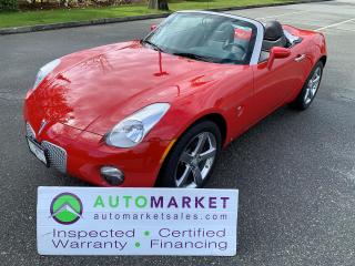 Used 2008 Pontiac Solstice 5SP MAN, LEATHER, MINT, FINANCING, WARRANTY, INSPECTED W/BCAA MEMBERSHIP! for sale in Surrey, BC
