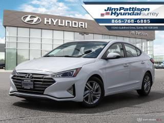 ONE OWNER!! LOCAL CAR!! LOW KMS!! Options include: Apple carplay, Android Auto, Heated steering wheel, Blind spot sensor, Back up camera, Alloy Wheels, and much more. This used 2019 Hyundai Elantra Preferred is now available to test drive at Jim Pattison Hyundai Surrey. This amazing local vehicle has been fully inspected at Jim Pattison Hyundai Surrey and all servicing is up to date. We always include a 30-day powertrain guarantee, 14-day exchange privilege and a CarFax vehicle history report with all of our pre-owned vehicles. For a limited time, this used Elantra is also available at special financing rates! Call 1-866-768-6885! Do you prefer text contact? You can TEXT our sales team directly @ 778-770-1084. Price does not include $599 documentation fee, $380 preparation charge, $599 finance placement fee if applicable and taxes.  DL#10977