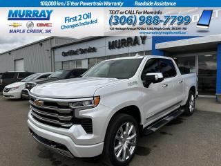 Master every mile with our Diesel powered 2024 Chevrolet Silverado 1500 High Country Crew Cab 4X4, which is an uplevel adventure machine in Iridescent Pearl Tricoat! Motivated by a TurboCharged 3.0 Litre DuraMax Diesel 6 Cylinder delivering 305hp and 495lb-ft of torque to a 10 Speed Automatic transmission. This Four Wheel Drive truck also boasts a 2-speed transfer case and high-capacity suspension for composed handling, and it sees approximately 8.7L/100km on the highway. Style meets strength with 20-inch alloy wheels, chrome side steps, a spray-on bedliner, LED fog lamps, a power up/down tailgate, and perimeter lighting. Take your place behind the wheel of our High Country cabin that offers heated/ventilated leather power front and heated rear seats, a heated-wrapped power steering wheel, dual-zone automatic climate control, a power sliding rear window, and remote start. You can enjoy a high-tech cockpit with a 12.3-inch driver display, a 13.4-inch touchscreen, Google Built-in, WiFi compatibility, wireless Apple CarPlay®/Android Auto®, voice control, wireless charging, Bluetooth®, and Bose audio. Stay safe as you work hard with Chevrolets adaptive cruise control, a bed-view camera, trailer blind-spot monitoring, enhanced automatic braking, lane-keeping assistance, forward collision warning, pedestrian detection, HD surround vision, and more. Its time to raise the bar with our remarkable Silverado High Country! Save this Page and Call for Availability. We Know You Will Enjoy Your Test Drive Towards Ownership!