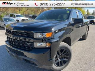 <b>CERTIFIED</b><br>   Compare at $41715 - Myers Cadillac is just $40500! <br> <br> JUST IN - 2021 SILVERADO CUSTOM CREW- 4WD, BLACK ON BLACK,  TRAILERING PACKAGE, RALLY PACKAGE, REAR CAMERA, REMOTE START, BLACK ALLOYS, SIDE STEPS, SAFETY PACKAGE, CHEV TECH SPRAY IN LINER, CERTIFIED, NO ADMIN FEES, ONE OWNER. <br> <br>To apply right now for financing use this link : <a href=https://creditonline.dealertrack.ca/Web/Default.aspx?Token=b35bf617-8dfe-4a3a-b6ae-b4e858efb71d&Lang=en target=_blank>https://creditonline.dealertrack.ca/Web/Default.aspx?Token=b35bf617-8dfe-4a3a-b6ae-b4e858efb71d&Lang=en</a><br><br> <br/><br>All prices include Admin fee and Etching Registration, applicable Taxes and licensing fees are extra.<br>*LIFETIME ENGINE TRANSMISSION WARRANTY NOT AVAILABLE ON VEHICLES WITH KMS EXCEEDING 140,000KM, VEHICLES 8 YEARS & OLDER, OR HIGHLINE BRAND VEHICLE(eg. BMW, INFINITI. CADILLAC, LEXUS...)<br> Come by and check out our fleet of 40+ used cars and trucks and 140+ new cars and trucks for sale in Ottawa.  o~o