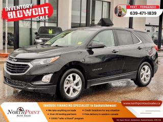 2018 Chevrolet Equinox LT for Sale in Saskatoon, SK 2018ChevroletEquinoxLT106,724 KM 2GNAXTEX9J6180344 <br/> <br/>  <br/> Discover the perfect blend of versatility and performance with the 2018 Chevy Equinox LT, now available at North Point Auto Sales in Saskatoon. This compact SUV offers a compelling combination of style, comfort, and advanced technology, making it an ideal choice for families and commuters alike. <br/> The 2018 Equinox LT is powered by a responsive yet fuel-efficient engine, delivering a smooth and efficient driving experience. Key features include a spacious and comfortable interior with seating for up to five passengers, along with a user-friendly Chevrolet MyLink infotainment system with a touchscreen display, Bluetooth connectivity, and smartphone integration for seamless entertainment and connectivity on the go. <br/> Safety is a top priority in the Equinox LT, with advanced features such as a rearview camera, lane departure warning, and forward collision alert providing added peace of mind. The exterior boasts a sleek and modern design, with stylish alloy wheels and available LED daytime running lights that enhance its overall appeal. <br/> At North Point Auto Sales, we understand that purchasing a vehicle is a significant investment. Thats why we offer customizable financing options, including in-house financing, to help you find a payment plan that fits your budget. Visit us today in Saskatoon to explore the 2018 Chevy Equinox LT and experience its versatility and performance firsthand. #ChevyEquinoxLT #CompactSUV #NorthPointAutoSales #SaskatoonCars <br/> <br/>  <br/> In-House Financing: Our dedicated finance team is here to assist you in securing hassle-free financing options tailored to your needs. <br/> <br/>  <br/> Customized Financing Solutions: Whether you have excellent credit, poor credit, or no credit history, well work with you to find a financing plan that fits your budget. <br/> <br/>  <br/> New to Canada Program: Were proud to offer special financing programs for newcomers to Canada, making vehicle ownership more accessible. <br/> <br/>  <br/> Free Delivery Across Western Canada: Enjoy the convenience of having your 2018 Ford Escape SE 4WD delivered directly to your doorstep, free of charge, anywhere in Western Canada. <br/> <br/>  <br/> Our Lending Partners - https://www.northpointautosales.ca/finance-department/ <br/> <br/>  <br/>  PRE-OWNED VEHICLE EXTENDED WARRANTY & INSURANCE <br/>  <br/> <br/>  <br/> At North Point Auto Sales in Saskatoon, we provide comprehensive pre-owned vehicle extended warranty coverage to ensure your peace of mind. Powered by SAL Warranty, our services include protection against mechanical breakdowns and extended manufacturer warranty coverage, including bumper-to-bumper. We also offer Guaranteed Auto Protection (GAP Insurance) and Credit Insurance (CAP Insurance). Learn more about our services at IA SAL https://iadealerservices.ca/insurance-and-warranty. <br/> <br/>  <br/> Our services include: <br/> Creditor Group Insurance <br/> Extended Warranty <br/> Replacement Insurance and Warranty <br/> Appearance Protection <br/> Traceable Theft Deterrent <br/> Guaranteed Asset Protection <br/> Original Equipment Manufacturer (OEM) Programs <br/> Choose North Point Auto Sales for reliable pre-owned vehicle warranties and protection plans in Saskatoon. We ensure you drive with confidence, knowing your investment is secure. <br/> <br/>  <br/>  STOCK # PP2479 <br/> Looking for a used car Financing in Saskatoon?    GET PRE APPROVED ONLINE TODAY!   <br/> ****** IN HOUSE FINANCING AVAILABLE ******* <br/> Over 25 lending partners on site <br/> In House Financing https://creditmaxx.ca/ <br/> Free Delivery anywhere in Western Canada <br/> Full Vehicle History Disclosure <br/> Dealer Exclusive Financing Incentives(O.A.C) <br/> We Take anything on Trade  Powersports , Boats, RV. <br/> This vehicle qualifies for Special Low % Financing <br/> NORTH POINT AUTO SALES in Saskatoon. <br/> Call or Text Fernando (639) 471-1839 (General Manager) <br/>             <br/>            www.northpointautosales.ca  <br/> *Conditions Apply. Contact Dealer for Details.  <br/> Looking for the best selection of quality used cars in Saskatoon? Look no further than North Point Auto Sales! Our extensive inventory features a diverse range of meticulously inspected vehicles, ensuring you get the reliable and safe ride you deserve. At North Point, we believe in transparent and fair pricing. Our competitive prices reflect the true value of our vehicles, giving you peace of mind that youre making a smart investment. What sets us apart is our dedicated team of automotive experts. With years of experience, theyre passionate about helping you find the perfect vehicle that fits your lifestyle and budget. Plus, we work with a network of trusted lenders to provide you with flexible financing options. We take pride in our commitment to customer satisfaction. Our service doesnt end after the sale. Were here to support you with any questions or concerns, ensuring you have a seamless ownership experience. Located right here in Saskatoon, we understand the unique needs of the local community. Our deep knowledge of the market allows us to provide you with the best possible service. Visit us today at 102 Apex Street, Saskatoon, SK and experience the North Point Auto Sales difference for yourself. Drive away in a vehicle youll love, knowing you made the right choice with North Point! <br/>