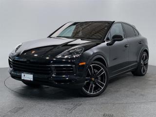 This 2021 Porsche Cayenne Coupe comes in Sleek Jet Black Metallic with Black Leather Interior. Highly optioned with Performance Package, Premium Package Plus, Rear Axle Steering, Adaptive Air Suspension including PASM, Bose Surround Sound System, Ambient Lighting, Power Seats (14 Way) with Memory Package and numerous other upscale features. This vehicle is a Porsche Approved Certified Pre Owned Vehicle: 2 extra years of unlimited mileage warranty plus an additional 2 years of Porsche Roadside Assistance. All CPO vehicles have passed our rigorous 111-point check and reconditioned with 100% genuine Porsche parts.  Porsche Center Langley has won the prestigious Porsche Premier Dealer Award for 7 years in a row. We are centrally located just a short distance from Highway 1 in beautiful Langley, British Columbia Canada.  We have many attractive Finance/Lease options available and can tailor a plan that suits your needs. Please contact us now to speak with one of our highly trained Sales Executives before it is gone.