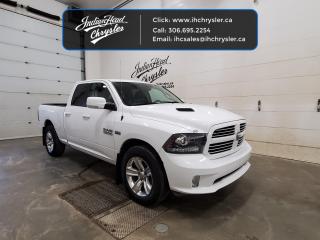 <b>Bluetooth,  SiriusXM,  Fog Lamps,  Aluminum Wheels,  Steering Wheel Audio Control!</b><br> <br>  Hurry on this one! Marked down from $28765 - you save $2770.   This Ram 1500 is a top contender in the full-size pickup segment thanks to a winning combination of a strong powertrain, a smooth ride, and a well-trimmed cabin. This  2017 Ram 1500 is fresh on our lot in Indian Head. <br> <br>The reasons why this Ram 1500 stands above the well-respected competition are evident: uncompromising capability, proven commitment to safety and security, and state-of-the-art technology. From the muscular exterior to the well-trimmed interior, this truck is more than just a workhorse. Get the job done in comfort and style with this Ram 1500. This  Quad Cab 4X4 pickup  has 198,790 kms. Its  white in colour  . It has a 8 speed automatic transmission and is powered by a  395HP 5.7L 8 Cylinder Engine.  <br> <br> Our 1500s trim level is Sport. The Sport trim adds some sporty attitude to this rugged Ram. It comes with a Uconnect infotainment system with Bluetooth streaming audio and hands-free communication, SiriusXM, a leather-wrapped steering wheel with audio controls, a rotary dial e-shifter, a power drivers seat, body-color front fascia, rear bumper, and grille with bright billets, aluminum wheels, and more. This vehicle has been upgraded with the following features: Bluetooth,  Siriusxm,  Fog Lamps,  Aluminum Wheels,  Steering Wheel Audio Control. <br> To view the original window sticker for this vehicle view this <a href=http://www.chrysler.com/hostd/windowsticker/getWindowStickerPdf.do?vin=1C6RR7HT0HS514765 target=_blank>http://www.chrysler.com/hostd/windowsticker/getWindowStickerPdf.do?vin=1C6RR7HT0HS514765</a>. <br/><br> <br>To apply right now for financing use this link : <a href=https://www.indianheadchrysler.com/finance/ target=_blank>https://www.indianheadchrysler.com/finance/</a><br><br> <br/><br>At Indian Head Chrysler Dodge Jeep Ram Ltd., we treat our customers like family. That is why we have some of the highest reviews in Saskatchewan for a car dealership!  Every used vehicle we sell comes with a limited lifetime warranty on covered components, as long as you keep up to date on all of your recommended maintenance. We even offer exclusive financing rates right at our dealership so you dont have to deal with the banks.
You can find us at 501 Johnston Ave in Indian Head, Saskatchewan-- visible from the TransCanada Highway and only 35 minutes east of Regina. Distance doesnt have to be an issue, ask us about our delivery options!

Call: 306.695.2254<br> Come by and check out our fleet of 40+ used cars and trucks and 80+ new cars and trucks for sale in Indian Head.  o~o
