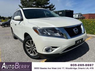 <p><p><strong>2015 Nissan Pathfinder SL 4WD White On Tan Leather Interior </strong></p><p><span></span><span> </span>3.5L <span></span><span> </span>V6 <span></span><span> </span>Four Wheel Drive <span></span><span> </span>Auto <span></span><span> </span>A/C <span></span><span> 7 Passenger </span><span><span></span><span> Leather Interior <span></span> </span>Three-Zone Automatic Climate Control <span></span><span> </span>Push Start Engine </span><span><span></span> Heated Front Seats<span> <span> Heated Steering Wheel  Heated Rear Seats <span></span></span> </span>Power Front Seats <span></span><span> </span>Memory Front Seat <span></span><span> Bose Sound System <span><span id=jodit-selection_marker_1715011738387_8382948096398481 data-jodit-selection_marker=start style=line-height: 0; display: none;></span></span> </span>Power Options <span></span><span> </span>Steering Wheel Mounted Controls</span><span> </span><span><span></span><span> </span>Backup Camera </span><span></span><span><span> 360 Camera <span></span> Blind Spot Monitor <span></span> Navigation<span> <span></span></span> Panoramic Sunroof <span><span></span></span> </span>Bluetooth <span></span><span> </span>Proximity Keys </span><span><span></span><span> </span>Parking Distance Sensors <span></span><span> </span>Alloy Wheels <span></span><span> </span>Fog Lights </span><span> Remote Start  Keyless Entry </span></p><p><br></p><p><strong>*** ACCIDENT FREE *** CLEAN CARFAX ***</strong><br></p><p><strong>*** Fully Certified ***</strong></p><p><span><strong>*** ONLY 144,853<span> </span>KM ***</strong></span></p><p><strong><br></strong></p><p><span><strong>CARFAX REPORT: <a href=https://vhr.carfax.ca/?id=cTn+rEqavOt0VhW8PRNessP46V02C6Ro>https://vhr.carfax.ca/?id=cTn+rEqavOt0VhW8PRNessP46V02C6Ro</a></strong></span></p><br></p> <span id=jodit-selection_marker_1689009751050_8404320760089252 data-jodit-selection_marker=start style=line-height: 0; display: none;></span>