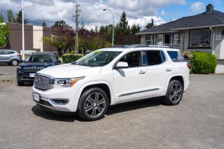 <p>2018 GMC Acadia Denali AWD with only 41,300 kms and a local BC Denali with No Accidents! 3rd row seating, leather heated and cooled seating, power panorama sunroof, Bose audio with reverse camera and navigation, alloy wheels, Bluetooth and more. Loaded!!<span id=jodit-selection_marker_1715032312137_8625246481976425 data-jodit-selection_marker=start style=line-height: 0; display: none;></span></p> <p><br></p><p>Excellent, Affordable Lubrico Warranty Options Available on ALL Vehicles!</p><p><span style=background-color: rgba(var(--bs-white-rgb),var(--bs-bg-opacity)); color: var(--bs-body-color); font-family: open-sans, -apple-system, BlinkMacSystemFont, "Segoe UI", Roboto, Oxygen, Ubuntu, Cantarell, "Fira Sans", "Droid Sans", "Helvetica Neue", sans-serif; font-size: var(--bs-body-font-size); font-weight: var(--bs-body-font-weight); text-align: var(--bs-body-text-align);>All Vehicles are Safety Inspected by a 3rd Party Inspection Service. </span><br><br>We speak English, French, German, Punjabi, Hindi and Urdu Language! </p><p><br>We are proud to have sold over 14,500 vehicles to our customers throughout B.C. </p><p><br>What Makes Us Different? <br>All of our vehicles have been sent to us from new car dealerships. They are all trade-ins and we are a large remarketing centre for the lower mainland new car dealerships. We do not purchase vehicles at auctions or from private sales. <br> <br>Administration Fee of $375<br> <br>Disclaimer: <br>Vehicle options are inputted from a VIN decoder. As we make our best effort to ensure all details are accurate we can not guarantee the information that is decoded from the VIN. Please verify any options before purchasing the vehicle. <br> <br>B.C. Dealers Trade-In Centre <br>14458 104th Ave. <br>Surrey, BC <br>V3R1L9 <br>DL# 26220</p><p> <br> </p><p>6-0-4-5-8-5-1-8-3-1<span id=jodit-selection_marker_1715031292914_8639568369688433 data-jodit-selection_marker=start style=line-height: 0; display: none;></span></p>