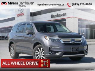 <b>Leather Seats,  Navigation,  Sunroof,  Heated Steering Wheel,  Memory Seats!</b><br> <br>  Compare at $37958 - Our Live Market Price is just $36498! <br> <br>   This Honda Pilot is as unique as you and ready to help you conquer your next challenge. This  2020 Honda Pilot is fresh on our lot in Ottawa. <br> <br>With a highly flexible interior, an excellent extremely comfortable ride quality and loads of active safety gear, the 2020 Honda Pilot should be at the top of your list when looking for a new family SUV. It offers an exceptional blend of utility, comfort, and safety making it an essential vehicle for a busy family life. If your family needs a new partner in their antics, look no further than this 2020 Honda Pilot.This  SUV has 62,945 kms. Its  gray in colour  . It has an automatic transmission and is powered by a  280HP 3.5L V6 Cylinder Engine.  It may have some remaining factory warranty, please check with dealer for details. <br> <br> Our Pilots trim level is EX-L Navi. This EX-L Navi Pilot adds navigation, leather seats, a one touch power moonroof, blind spot display, heated steering wheel, memory driver seat and side mirrors, power liftgate, parking sensors, SiriusXM, HD Radio, fog lights, side mirror turn signals, auto-dimming rearview mirror, and HomeLink remote system. The interior is also loaded with heated seats, proximity keyless entry, remote start, Apple CarPlay, Android Auto, Bluetooth, audio display, Siri EyesFree, and Wi-Fi tethering. Driver assistance technology is here in truckloads with collision mitigation, lane keep assist, adaptive cruise, a 7 inch driver information interface, and automatic highbeams. Other great features include aluminum wheels, LED lighting, active noise cancellation, multi-angle rearview mirror, and tri-zone automatic climate control with rear seat controls. This vehicle has been upgraded with the following features: Leather Seats,  Navigation,  Sunroof,  Heated Steering Wheel,  Memory Seats,  Power Liftgate,  Heated Seats. <br> <br>To apply right now for financing use this link : <a href=https://www.myersbarrhaventoyota.ca/quick-approval/ target=_blank>https://www.myersbarrhaventoyota.ca/quick-approval/</a><br><br> <br/><br> Buy this vehicle now for the lowest bi-weekly payment of <b>$279.13</b> with $0 down for 84 months @ 9.99% APR O.A.C. ( Plus applicable taxes -  Plus applicable fees   ).  See dealer for details. <br> <br>At Myers Barrhaven Toyota we pride ourselves in offering highly desirable pre-owned vehicles. We truly hand pick all our vehicles to offer only the best vehicles to our customers. No two used cars are alike, this is why we have our trained Toyota technicians highly scrutinize all our trade ins and purchases to ensure we can put the Myers seal of approval. Every year we evaluate 1000s of vehicles and only 10-15% meet the Myers Barrhaven Toyota standards. At the end of the day we have mutual interest in selling only the best as we back all our pre-owned vehicles with the Myers *LIFETIME ENGINE TRANSMISSION warranty. Thats right *LIFETIME ENGINE TRANSMISSION warranty, were in this together! If we dont have what youre looking for not to worry, our experienced buyer can help you find the car of your dreams! Ever heard of getting top dollar for your trade but not really sure if you were? Here we leave nothing to chance, every trade-in we appraise goes up onto a live online auction and we get buyers coast to coast and in the USA trying to bid for your trade. This means we simultaneously expose your car to 1000s of buyers to get you top trade in value. <br>We service all makes and models in our new state of the art facility where you can enjoy the convenience of our onsite restaurant, service loaners, shuttle van, free Wi-Fi, Enterprise Rent-A-Car, on-site tire storage and complementary drink. Come see why many Toyota owners are making the switch to Myers Barrhaven Toyota. <br>*LIFETIME ENGINE TRANSMISSION WARRANTY NOT AVAILABLE ON VEHICLES WITH KMS EXCEEDING 140,000KM, VEHICLES 8 YEARS & OLDER, OR HIGHLINE BRAND VEHICLE(eg. BMW, INFINITI. CADILLAC, LEXUS...) o~o