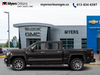 The Sierras cabin is engineered to provide you and your passengers with a quiet, and most comfortable experience possible. This  2017 GMC Sierra 1500 is for sale today in Orleans. <br> <br>This 2017 GMC Sierras expertly crafted body and premium materials form a striking appearance inside and out. Thanks to its stunning GMC Signature LED lighting that further enhance its bold and advanced design, this Sierra offers a Professional Grade truck thats built for anything you put in front of it. One look inside this handsome truck and youll find premium materials such as a soft-touch instrument panel, superior comfort in its seats, and advanced safety features making the Sierra, an all around complete package. This  crew cab 4X4 pickup  has 145,556 kms. Its  black in colour  . It has an automatic transmission and is powered by a   6.2L 8 Cylinder Engine.  It may have some remaining factory warranty, please check with dealer for details. <br> <br> Our Sierra 1500s trim level is S. This Sierra 1500 Denali is the top of the line and comes packed with luxurious features and top grade materials. High-end equipment consists of full features 12 way - power leather seats with heating and cooling options, Intellilink with an 8 inch touch screen and navigation system, a premium Bose audio system, an enhanced driver alert package with forward collision alert, lane keep assist, Ultrasonic front and rear parking assist plus much more. It also comes with unique exterior styling details include exclusive aluminum wheels.<br> <br>To apply right now for financing use this link : <a href=https://www.myersorleansgm.ca/FinancePreQualForm target=_blank>https://www.myersorleansgm.ca/FinancePreQualForm</a><br><br> <br/><br>*MYERS LIFETIME ENGINE AND TRANSMISSION COVERAGE CERTIFICATE NOT AVAILABLE ON VEHICLES WITH KMS EXCEEDING 140,000KM, VEHICLES 8 YEARS & OLDER, OR HIGHLINE BRAND VEHICLE(eg. BMW, INFINITI. CADILLAC, LEXUS...)<br> Come by and check out our fleet of 30+ used cars and trucks and 170+ new cars and trucks for sale in Orleans.  o~o