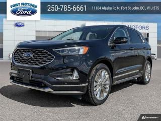 <b>Navigation, Titanium Elite App Package, Sunroof, Cold Weather Package, Heated Steering Wheel!</b><br> <br>   Made without compromise, the Ford Edge is ready for whatever you had in mind. <br> <br>With meticulous attention to detail and amazing style, the Ford Edge seamlessly integrates power, performance and handling with awesome technology to help you multitask your way through the challenges that life throws your way. Made for an active lifestyle and spontaneous getaways, the Ford Edge is as rough and tumble as you are. Push the boundaries and stay connected to the road with this sweet ride!<br> <br> This agate black SUV  has an automatic transmission and is powered by a  250HP 2.0L 4 Cylinder Engine.<br> <br> Our Edges trim level is Titanium. For a healthy dose of luxury and refinement, step up to this Titanium trim, lavishly appointed with premium heated leather seats with power adjustment and lumbar support, perimeter approach lights, a sonorous 12-speaker Bang & Olufsen audio system, and a numeric keypad for extra security. This trim also features a power liftgate for rear cargo access, a key fob with remote engine start and rear parking sensors, a 12-inch capacitive infotainment screen bundled with wireless Apple CarPlay and Android Auto, SiriusXM satellite radio, and 4G mobile hotspot internet connectivity. You and yours are assured of optimum road safety, with blind spot detection, rear cross traffic alert, pre-collision assist with automatic emergency braking, lane keeping assist, lane departure warning, forward collision alert, driver monitoring alert, and a rearview camera with an inbuilt washer. Also standard include proximity keyless entry, dual-zone climate control, 60-40 split front folding rear seats, LED headlights with automatic high beams, and even more. This vehicle has been upgraded with the following features: Navigation, Titanium Elite App Package, Sunroof, Cold Weather Package, Heated Steering Wheel, Trailer Tow Package, Control Cruise. <br><br> View the original window sticker for this vehicle with this url <b><a href=http://www.windowsticker.forddirect.com/windowsticker.pdf?vin=2FMPK4K95RBB20752 target=_blank>http://www.windowsticker.forddirect.com/windowsticker.pdf?vin=2FMPK4K95RBB20752</a></b>.<br> <br>To apply right now for financing use this link : <a href=https://www.fortmotors.ca/apply-for-credit/ target=_blank>https://www.fortmotors.ca/apply-for-credit/</a><br><br> <br/><br>Come down to Fort Motors and take it for a spin!<p><br> Come by and check out our fleet of 40+ used cars and trucks and 80+ new cars and trucks for sale in Fort St John.  o~o