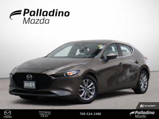<b>Lane Keep Assist,  Heated Steering Wheel,  Heated Seats,  Aluminum Wheels,  Distance Pacing Cruise!</b><br> <br>    Innovative performance isnt just about power  its about an engaging, responsive drive that connects you to the road. This  2021 Mazda Mazda3 is fresh on our lot in Sudbury. <br> <br>Like all Mazdas, this 2021 Mazda3 was built with one thing in mind: you. Born from our obsession with creating beautiful vehicles and expressed through our design language called Kodo: which means Soul of Motion Mazda aimed to capture movement, even while standing still. Stepping inside its elegant and airy cabin, youll feel right at home with ultra comfortable seats, a perfectly positioned steering wheel, and top notch technology for the modern era.This  hatchback has 42,099 kms. Its  titanium in colour  . It has an automatic transmission and is powered by a  2.5L I4 16V GDI DOHC engine.  This unit has some remaining factory warranty for added peace of mind. <br> <br> Our Mazda3s trim level is GS. Upgrading to this Mazda3 GS is a great choice as it offers more safety and convenience with features such as a heated leather steering wheel, lane keep assist, a Smart City brake system, automatic dual zone climate control and distance pacing cruise control. Additional features include a large 8.8 inch colour touchscreen with Mazda Connect, Apple CarPlay and Android Auto, heated front seats, stylish aluminum wheels and LED lights. You will also get a blind spot monitoring system with rear cross traffic alert, Mazda Harmonic Acoustics stereo with 8 speakers, a proximity key for push button start and a 60-40 split rear seat to make loading cargo a breeze. This vehicle has been upgraded with the following features: Lane Keep Assist,  Heated Steering Wheel,  Heated Seats,  Aluminum Wheels,  Distance Pacing Cruise,  Blind Spot Monitoring,  Apple Carplay. <br> <br>To apply right now for financing use this link : <a href=https://www.palladinomazda.ca/finance/ target=_blank>https://www.palladinomazda.ca/finance/</a><br><br> <br/><br>Palladino Mazda in Sudbury Ontario is your ultimate resource for new Mazda vehicles and used Mazda vehicles. We not only offer our clients a large selection of top quality, affordable Mazda models, but we do so with uncompromising customer service and professionalism. We takes pride in representing one of Canadas premier automotive brands. Mazda models lead the way in terms of affordability, reliability, performance, and fuel efficiency.The advertised price is for financing purchases only. All cash purchases will be subject to an additional surcharge of $2,501.00. This advertised price also does not include taxes and licensing fees.<br> Come by and check out our fleet of 80+ used cars and trucks and 80+ new cars and trucks for sale in Sudbury.  o~o