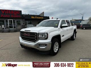 <b>Rear View Camera,  Bluetooth,  Remote Keyless Entry,  Power Windows,  Touch Screen!</b><br> <br> We sell high quality used cars, trucks, vans, and SUVs in Saskatoon and surrounding area.<br> <br>   No matter what your needs, the GMC Sierra has you covered. This  2017 GMC Sierra 1500 is for sale today. <br> <br>This 2017 GMC Sierras expertly crafted body and premium materials form a striking appearance inside and out. Thanks to its stunning GMC Signature LED lighting that further enhance its bold and advanced design, this Sierra offers a Professional Grade truck thats built for anything you put in front of it. One look inside this handsome truck and youll find premium materials such as a soft-touch instrument panel, superior comfort in its seats, and advanced safety features making the Sierra, an all around complete package. This  Crew Cab 4X4 pickup  has 142,439 kms. Its  white in colour  . It has a 6 speed automatic transmission and is powered by a  355HP 5.3L 8 Cylinder Engine.  It may have some remaining factory warranty, please check with dealer for details. <br> <br> Our Sierra 1500s trim level is SLE. Moving a step above the base Sierra, this GMC 1500 SLE is well worth the extra money and includes many useful features. These extras include aluminum wheels, an EZ lift and lower tailgate, 8 inch colour touchscreen with bluetooth audio streaming and a rear vision camera, an upgraded stereo, remote keyless entry and power windows.  This vehicle has been upgraded with the following features: Rear View Camera,  Bluetooth,  Remote Keyless Entry,  Power Windows,  Touch Screen,  Cruise Control. <br> <br>To apply right now for financing use this link : <a href=https://www.villageauto.ca/car-loan/ target=_blank>https://www.villageauto.ca/car-loan/</a><br><br> <br/><br> Buy this vehicle now for the lowest bi-weekly payment of <b>$201.95</b> with $0 down for 84 months @ 5.99% APR O.A.C. ( Plus applicable taxes -  Plus applicable fees   ).  See dealer for details. <br> <br><br> Village Auto Sales has been a trusted name in the Automotive industry for over 40 years. We have built our reputation on trust and quality service. With long standing relationships with our customers, you can trust us for advice and assistance on all your motoring needs. </br>

<br> With our Credit Repair program, and over 250 well-priced vehicles in stock, youll drive home happy, and thats a promise. We are driven to ensure the best in customer satisfaction and look forward working with you. </br> o~o
