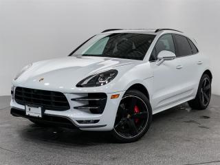 This 2017 Porsche Macan Turbo comes in Carrera White Metallic, with Black Leather Interior. Highly optioned with Premium Package Plus, Panoramic Roof System, Sport Chrono Package, Power Seats (14 Way) with Memory Package, Lane Keep Assist, Front Seat Ventilation, Power Steering Plus and numerous other premium features. This vehicle is BC Local! Porsche Center Langley has won the prestigious Porsche Premier Dealer Award for 7 years in a row. We are centrally located just a short distance from Highway 1 in beautiful Langley, British Columbia Canada.  We have many attractive Finance/Lease options available and can tailor a plan that suits your needs. Please contact us now to speak with one of our highly trained Sales Executives before it is gone.