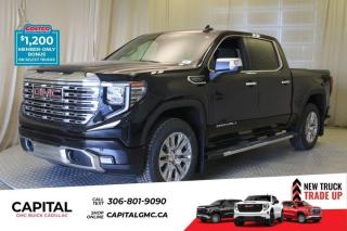 This 2024 GMC Sierra 1500 in Onyx Black is equipped with 4WD and Gas V8 5.3L/325 engine.The Next Generation Sierra redefines what it means to drive a pickup. The redesigned for 2019 Sierra 1500 boasts all-new proportions with a larger cargo box and cabin. It also shaves weight over the 2018 model through the use of a lighter boxed steel frame and extensive use of aluminum in the hood, tailgate, and doors.To help improve the hitching and towing experience, the available ProGrade Trailering System combines intelligent technologies to offer an in-vehicle Trailering App, a companion to trailering features in the myGMC app and multiple high-definition camera views.GMC has altered the pickup landscape with groundbreaking innovation that includes features such as available Rear Camera Mirror and available Multicolour Heads-Up Display that puts key vehicle information low on the windshield. Innovative safety features such as HD Surround Vision and Lane Change Alert with Side Blind Zone alert will also help you feel confident and in control in the Next Generation Seirra.Key features of the Sierra Denali include: Taller stance and more dominant presence, GMC MultiPro Tailgate, Adaptive Rice Control, Authentic perforated Forge leather-appointed seating and open-pore ash wood trim, Available Head-Up Display and HD Rear Camera Mirror, and Available 420 hp 6.2L V8 with 10-speed automatic transmission.Check out this vehicles pictures, features, options and specs, and let us know if you have any questions. Helping find the perfect vehicle FOR YOU is our only priority.P.S...Sometimes texting is easier. Text (or call) 306-988-7738 for fast answers at your fingertips!Dealer License #914248Disclaimer: All prices are plus taxes & include all cash credits & loyalties. See dealer for Details.