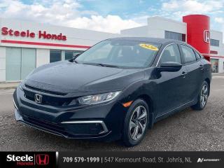Recent Arrival!**Market Value Pricing**, Black Cloth.Honda Certified Details:* Multipoint Inspection* 24 hours/day, 7 days/week* Vehicle history report. Access to MyHonda* Exclusive finance rates on Certified Pre-Owned Honda models* 7 day/1,000 km exchange privilege whichever comes first* 7 year / 160,000 km Power Train Warranty whichever comes first. This is an additional 2 year/60,000 kms beyond the original factory Power Train warranty. Honda Certified Used Vehicles also have the option to upgrade to a Honda Plus Extended Warranty2020 Honda Civic LX Black 4D Sedan FWD 2.0L I4 DOHC 16V i-VTEC CVTWith our Honda inventory, you are sure to find the perfect vehicle. Whether you are looking for a sporty sedan like the Civic or Accord, a crossover like the CR-V, or anything in between, you can be sure to get a great vehicle at Steele Honda. Our staff will always take the time to ensure that you get everything that you need. We give our customers individual attention. The only way we can truly work for you is if we take the time to listen.Our Core Values are aligned with how we conduct business and how we cultivate success. Our People: We provide a healthy, safe environment, that celebrates equity, diversity and inclusion. Our people come first. We support the ongoing development and growth of our employees to build lasting relationships. Integrity: We believe in doing the right thing, with integrity and transparency. We are committed to excellence and delivering the best experience for customers and employees. Innovation: Our continuous innovation will deliver the ultimate personal customer buying experience. We are committed to being industry leaders as a dynamic organization working to bring new, innovative solutions to serve the evolving needs of our customers. Community: Our passion for our business extends into the communities where we live and work. We believe in supporting sustainability and investing in community-focused organizations with a focus on family. Our three pillars of community sponsorship focus are mental health, sick kids, and families in crisis.Reviews:* This generation of Civic attracted shoppers with Hondas reputation for safety and reliability, and many owners report that good looks, a thoughtful and handy interior, and plenty of feature content for the money helped seal the deal. Headlight performance is highly rated, as is a smooth and punchy performance from the turbocharged engine. Source: autoTRADER.ca