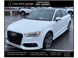 <p>Check out this sporty 2016 Audi A3 Progressiv with S-line package and 19 inch alloy wheels!! Loaded up with everything including: all wheel drive, leather, power seats, heated seats, navigation, back-up camera, bluetooth hands-free, SiriusXM satellite radio and more!</p><p><span style=color: #333333; font-family: Work Sans, sans-serif; font-size: 16px; white-space: pre-wrap; caret-color: #333333; background-color: #ffffff;>This vehicle comes Luxe certified select pre-owned, which includes: 100-point inspection & servicing, oil lube and filter change, Ontario safety certificate, Available Luxe Assurance Package, complete interior and exterior detailing, Carfax Verified vehicle history report, guaranteed one key (additional keys may be purchased at time of sale) and FREE 90-day SiriusXM satellite radio trial (on factory-equipped vehicles)!</span></p><p><span style=color: #333333; font-family: Work Sans, sans-serif; font-size: 16px; white-space: pre-wrap; caret-color: #333333; background-color: #ffffff;>Priced at ONLY $159 bi-weekly with $1500 down over 60 months at 8.99% (cost of borrowing is $1999 per $10000 financed) OR cash purchase price of $17995 (both prices are plus HST and licensing). Call today and book your test drive appointment!</span></p>