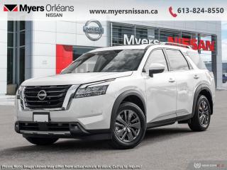 <b>Sunroof,  Navigation,  Heated Seats,  Apple CarPlay,  Android Auto!</b><br> <br> <br> <br>  You can return to your rugged roots in this 2024 Nissan Pathfinder. <br> <br>With all the latest safety features, all the latest innovations for capability, and all the latest connectivity and style features you could want, this 2024 Nissan Pathfinder is ready for every adventure. Whether its the urban cityscape, or the backcountry trail, this 2024Pathfinder was designed to tackle it with grace. If you have an active family, they deserve all the comfort, style, and capability of the 2024 Nissan Pathfinder.<br> <br> This pearl white SUV  has an automatic transmission and is powered by a  284HP 3.5L V6 Cylinder Engine.<br> <br> Our Pathfinders trim level is SV. This Pathfinder SV comes with even more convenience and capability with added navigation with voice activation, a proximity key with proximity cargo access, power liftgate, smart device remote start, a dual row sunroof, Class III towing equipment with hitch and sway control, fog lamps, front and rear parking sensors, and a 360-degree camera. This family SUV is ready for the city or the trail with modern features such as NissanConnect with touchscreen and voice command, Apple CarPlay and Android Auto, paddle shifters, automatic locking hubs, alloy wheels, and automatic LED headlamps. Keep your family safe and comfortable with heated seats, a heated leather steering wheel, remote keyless entry and push button start, collision mitigation, lane keep assist, and blind spot intervention. This vehicle has been upgraded with the following features: Sunroof,  Navigation,  Heated Seats,  Apple Carplay,  Android Auto,  Power Liftgate,  Blind Spot Detection. <br><br> <br/> See dealer for details. <br> <br>We are proud to regularly serve our clients and ready to help you find the right car that fits your needs, your wants, and your budget.And, of course, were always happy to answer any of your questions.Proudly supporting Ottawa, Orleans, Vanier, Barrhaven, Kanata, Nepean, Stittsville, Carp, Dunrobin, Kemptville, Westboro, Cumberland, Rockland, Embrun , Casselman , Limoges, Crysler and beyond! Call us at (613) 824-8550 or use the Get More Info button for more information. Please see dealer for details. The vehicle may not be exactly as shown. The selling price includes all fees, licensing & taxes are extra. OMVIC licensed.Find out why Myers Orleans Nissan is Ottawas number one rated Nissan dealership for customer satisfaction! We take pride in offering our clients exceptional bilingual customer service throughout our sales, service and parts departments. Located just off highway 174 at the Jean DÀrc exit, in the Orleans Auto Mall, we have a huge selection of New vehicles and our professional team will help you find the Nissan that fits both your lifestyle and budget. And if we dont have it here, we will find it or you! Visit or call us today.<br> Come by and check out our fleet of 40+ used cars and trucks and 130+ new cars and trucks for sale in Orleans.  o~o