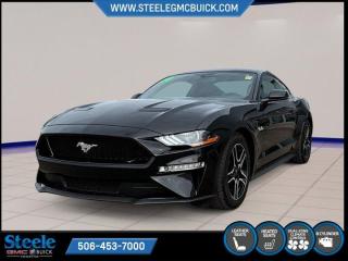 New Price!Recent Arrival!Shadow Black 2020 Ford Mustang GT Premium | FOR SALE IN STEELE GMC FREDERCITON | RWD 10-Speed Automatic 5.0L V8 Ti-VCT* Market Value Pricing *, 12 LCD Digital Instrument Cluster w/MyColor, 4-Wheel Disc Brakes, ABS brakes, Air Conditioning, Alloy wheels, Auto-dimming Rear-View mirror, BLIS Blind Spot Information System, Brake assist, Bumpers: body-colour, Compass, Delay-off headlights, Driver door bin, Driver Seat, Mirrors & Ambient Lighting Memory, Driver vanity mirror, Dual front impact airbags, Dual front side impact airbags, Electronic Stability Control, Emergency communication system: 911 Assist, Equipment Group 401A, Exterior Parking Camera Rear, Four wheel independent suspension, Front anti-roll bar, Front Bucket Seats, Front fog lights, Front reading lights, Fully automatic headlights, Heated Steering Wheel, Illuminated entry, Knee airbag, Low tire pressure warning, Navigation System, Occupant sensing airbag, Outside temperature display, Overhead airbag, Overhead console, Panic alarm, Passenger door bin, Passenger vanity mirror, Power door mirrors, Power driver seat, Power passenger seat, Power steering, Power windows, Premium Plus Package, Radio data system, Rear anti-roll bar, Rear window defroster, Remote keyless entry, Security system, Speed control, Speed-sensing steering, Speed-Sensitive Wipers, Split folding rear seat, Spoiler, Steering wheel mounted audio controls, Tachometer, Telescoping steering wheel, Tilt steering wheel, Traction control, Trip computer, Variably intermittent wipers, Voice-Activated Touchscreen Navigation System, Voltmeter.Certification Program Details: 80 Point Inspection Fresh Oil Change Full Vehicle Detail Full tank of Gas 2 Years Fresh MVI Brake through InspectionSteele GMC Buick Fredericton offers the full selection of GMC Trucks including the Canyon, Sierra 1500, Sierra 2500HD & Sierra 3500HD in addition to our other new GMC and new Buick sedans and SUVs. Our Finance Department at Steele GMC Buick are well-versed in dealing with every type of credit situation, including past bankruptcy, so all customers can have confidence when shopping with us!Steele Auto Group is the most diversified group of automobile dealerships in Atlantic Canada, with 47 dealerships selling 27 brands and an employee base of well over 2300.