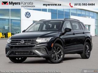 <b>Sunroof!</b><br> <br> <br> <br>  The VW Tiguan aces real-world utility with its excellent outward vision, comfortable interior, and supreme on road capabilities. <br> <br>Whether its a weekend warrior or the daily driver this time, this 2024 Tiguan makes every experience easier to manage. Cutting edge tech, both inside the cabin and under the hood, allow for safe, comfy, and connected rides that keep the whole party going. The crossover of the future is already here, and its called the Tiguan.<br> <br> This deep black pearl SUV  has an automatic transmission and is powered by a  2.0L I4 16V GDI DOHC Turbo engine.<br> <br> Our Tiguans trim level is Comfortline. Stepping up to this Tiguan Comfortline rewards you with a power liftgate, mobile device wireless charging, adaptive cruise control, supportive heated synthetic leather-trimmed front seats, a heated leatherette-wrapped steering wheel, LED headlights with daytime running lights, and an upgraded 8-inch infotainment screen with SiriusXM satellite radio, Apple CarPlay, Android Auto, and a 6-speaker audio system. Additional features include front and rear cupholders, remote keyless entry with power cargo access, lane keep assist, lane departure warning, blind spot detection, front and rear collision mitigation, autonomous emergency braking, three 12-volt DC power outlets, remote start, a rear camera, and so much more. This vehicle has been upgraded with the following features: Sunroof. <br><br> <br>To apply right now for financing use this link : <a href=https://www.myersvw.ca/en/form/new/financing-request-step-1/44 target=_blank>https://www.myersvw.ca/en/form/new/financing-request-step-1/44</a><br><br> <br/>    5.99% financing for 84 months. <br> Buy this vehicle now for the lowest bi-weekly payment of <b>$334.62</b> with $0 down for 84 months @ 5.99% APR O.A.C. ( taxes included, $1071 (OMVIC fee, Air and Tire Tax, Wheel Locks, Admin fee, Security and Etching) is included in the purchase price.    ).  Incentives expire 2024-05-31.  See dealer for details. <br> <br> <br>LEASING:<br><br>Estimated Lease Payment: $259 bi-weekly <br>Payment based on 4.99% lease financing for 48 months with $0 down payment on approved credit. Total obligation $26,990. Mileage allowance of 16,000 KM/year. Offer expires 2024-05-31.<br><br><br>Call one of our experienced Sales Representatives today and book your very own test drive! Why buy from us? Move with the Myers Automotive Group since 1942! We take all trade-ins - Appraisers on site!<br> Come by and check out our fleet of 40+ used cars and trucks and 120+ new cars and trucks for sale in Kanata.  o~o
