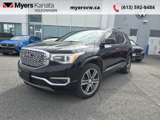 <b>Cooled Seats,  Navigation,  Lane Keep Assist,  Leather Seats,  Blind Spot Detection!</b><br> <br>  Compare at $30012 - Our Price is just $29999! <br> <br>   This midsize GMC Acadia is designed to make a long lasting impression. This  2019 GMC Acadia is fresh on our lot in Kanata. <br> <br>Wherever you and your family go, go confidently in this 2019 GMC Acadia that personifies GMCs Professional Grade attitude and dedication to precision. This Acadia offers versatile space and impressive functionality that are seamlessly blended with style, safety, and top notch technology. This Acadia makes a strong impression with its confident stance and bold styling from front to back and its details, big or small, make it a truly distinctive crossover vehicle. This  SUV has 108,635 kms. Its  ebony in colour  . It has an automatic transmission and is powered by a  3.6L V6 24V GDI DOHC engine.  It may have some remaining factory warranty, please check with dealer for details. <br> <br> Our Acadias trim level is Denali. This top of the line GMC Acadia Denali is an excellent choice as it comes very well equipped with a large touchscreen infotainment system with navigation, Apple CarPlay and Android Auto, exclusive aluminum wheels and exterior styling, a Bose premium audio system and park assist sensors. It also has lane change alert with blind zone detection, heated and cooled leather seats, forward automatic braking, IntelliBeam headlights, lane departure warning and a heated steering wheel. Additonal features include LED signature lighting, 4G LTE, GMC Connected Access, remote keyless entry, a power liftgate, remote engine start, Teen Driver Technology, tri-zone automatic climate control with rear seat controls, heated power side mirrors, SiriusXM plus much more!  This vehicle has been upgraded with the following features: Cooled Seats,  Navigation,  Lane Keep Assist,  Leather Seats,  Blind Spot Detection,  Power Liftgate,  Heated Seats. <br> <br>To apply right now for financing use this link : <a href=https://www.myersvw.ca/en/form/new/financing-request-step-1/44 target=_blank>https://www.myersvw.ca/en/form/new/financing-request-step-1/44</a><br><br> <br/><br>Backed by Myers Exclusive NO Charge Engine/Transmission for life program lends itself for your peace of mind and you can buy with confidence. Call one of our experienced Sales Representatives today and book your very own test drive! Why buy from us? Move with the Myers Automotive Group since 1942! We take all trade-ins - Appraisers on site - Full safety inspection including e-testing and professional detailing prior delivery! Every vehicle comes with a free Car Proof History report.<br><br>*LIFETIME ENGINE TRANSMISSION WARRANTY NOT AVAILABLE ON VEHICLES MARKED AS-IS, VEHICLES WITH KMS EXCEEDING 140,000KM, VEHICLES 8 YEARS & OLDER, OR HIGHLINE BRAND VEHICLES (eg.BMW, INFINITI, CADILLAC, LEXUS...). FINANCING OPTIONS NOT AVAILABLE ON VEHICLES MARKED AS-IS OR AS-TRADED.<br> Come by and check out our fleet of 40+ used cars and trucks and 120+ new cars and trucks for sale in Kanata.  o~o