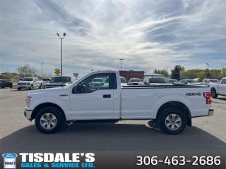 <b>Apple CarPlay,  Android Auto,  Aluminum Wheels,  Ford Co-Pilot360,  Dynamic Hitch Assist!</b><br> <br> Check out the large selection of pre-owned vehicles at Tisdales today!<br> <br>   A best hauling and the hardest working truck around, this Ford F-150 is everything you could want in a pickup truck. This  2019 Ford F-150 is for sale today in Kindersley. <br> <br>The perfect truck for work or play, this versatile Ford F-150 gives you the power you need, the features you want, and the style you crave! With high-strength, military-grade aluminum construction, this F-150 cuts the weight without sacrificing toughness. The interior design is first class, with simple to read text, easy to push buttons and plenty of outward visibility.This  Regular Cab 4X4 pickup  has 88,125 kms. Its  oxford white in colour  . It has an automatic transmission and is powered by a  325HP 2.7L V6 Cylinder Engine.  It may have some remaining factory warranty, please check with dealer for details. <br> <br> Our F-150s trim level is XLT. Upgrading to the class leader, this Ford F-150 XLT comes very well equipped with remote keyless entry, dynamic hitch assist, Ford Co-Pilot360 that features pre-collision assist and automatic emergency braking. Enhanced features include aluminum wheels, chrome exterior accents, SYNC 3 with enhanced voice recognition, Apple CarPlay and Android Auto, FordPass Connect 4G LTE, steering wheel mounted cruise control, a powerful audio system with SiriusXM radio, cargo box lights, power door locks and a rear view camera to help when backing out of a tight spot. This vehicle has been upgraded with the following features: Apple Carplay,  Android Auto,  Aluminum Wheels,  Ford Co-pilot360,  Dynamic Hitch Assist,  Remote Keyless Entry,  Cargo Box Lighting. <br> To view the original window sticker for this vehicle view this <a href=http://www.windowsticker.forddirect.com/windowsticker.pdf?vin=1FTMF1EP3KKE97354 target=_blank>http://www.windowsticker.forddirect.com/windowsticker.pdf?vin=1FTMF1EP3KKE97354</a>. <br/><br> <br>To apply right now for financing use this link : <a href=http://www.tisdales.com/shopping-tools/apply-for-credit.html target=_blank>http://www.tisdales.com/shopping-tools/apply-for-credit.html</a><br><br> <br/><br>Tisdales is not your standard dealership. Sales consultants are available to discuss what vehicle would best suit the customer and their lifestyle, and if a certain vehicle isnt readily available on the lot, one will be brought in.<br> Come by and check out our fleet of 20+ used cars and trucks and 90+ new cars and trucks for sale in Kindersley.  o~o
