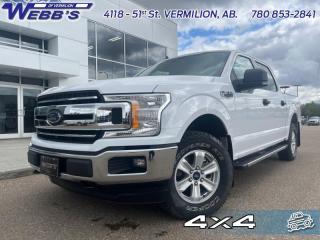 <b>Leather-Wrapped Steering Wheel,  8-Way Power Drivers Seat,  Rear Under-Seat Storage,  BoxLink Cargo Management System,  Power-Adjustable Pedals!</b><br> <br>    The Ford F-150 is for those who think a day off is just an opportunity to get more done. This  2019 Ford F-150 is for sale today in Vermilion. <br> <br>The perfect truck for work or play, this versatile Ford F-150 gives you the power you need, the features you want, and the style you crave! With high-strength, military-grade aluminum construction, this F-150 cuts the weight without sacrificing toughness. The interior design is first class, with simple to read text, easy to push buttons and plenty of outward visibility.This  Crew Cab 4X4 pickup  has 107,906 kms. Stock number 7992A is oxford white in colour  . It has a 10 speed automatic transmission and is powered by a  325HP 2.7L V6 Cylinder Engine.  <br> <br> Our F-150s trim level is XLT. Upgrading to the class leader, this Ford F-150 XLT comes very well equipped with remote keyless entry, dynamic hitch assist, Ford Co-Pilot360 that features pre-collision assist and automatic emergency braking. Enhanced features include aluminum wheels, chrome exterior accents, SYNC 3 with enhanced voice recognition, Apple CarPlay and Android Auto, FordPass Connect 4G LTE, steering wheel mounted cruise control, a powerful audio system with SiriusXM radio, cargo box lights, power door locks and a rear view camera to help when backing out of a tight spot. This vehicle has been upgraded with the following features: Leather-wrapped Steering Wheel,  8-way Power Drivers Seat,  Rear Under-seat Storage,  Boxlink Cargo Management System,  Power-adjustable Pedals,  Manual Folding Power Glass Sideview Heated Mirrors,  Drivers Side Auto-dimming Feature. <br> To view the original window sticker for this vehicle view this <a href=http://www.windowsticker.forddirect.com/windowsticker.pdf?vin=1FTEW1EPXKKE01286 target=_blank>http://www.windowsticker.forddirect.com/windowsticker.pdf?vin=1FTEW1EPXKKE01286</a>. <br/><br> <br>To apply right now for financing use this link : <a href=https://www.webbsford.com/financing/ target=_blank>https://www.webbsford.com/financing/</a><br><br> <br/><br>Webbs Ford is located at 4118 51st in beautiful Vermilion, AB. <br/>We offer superior sales and service for our valued customers and are committed to serving our friends and clients with the best services possible. If you are looking to set up a test drive in one of our pre owned vehicles or looking to inquire about financing options, please call (780) 853-2841 and speak to one of our professional staff members today.   Vehicle pricing offer shown expire 2024-05-31.  o~o