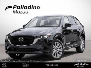 <b>Aluminum Wheels,  360 Camera,  Premium Audio,  Cooled Seats,  HUD!</b><br> <br> <br> <br>  This 2024 Mazda CX-5s dynamic handling and responsive steering stand out in a class that largely favors practicality over performance. <br> <br>This 2024 CX-5 strengthens the connection between vehicle and driver. Mazda designers and engineers carefully consider every element of the vehicles makeup to ensure that the CX-5 outperforms expectations and elevates the experience of driving. Powerful and precise, yet comfortable and connected, the 2024 CX-5 is purposefully designed for drivers, no matter what the conditions might be. <br> <br> This jet black SUV  has an automatic transmission and is powered by a  2.5L I4 16V GDI DOHC Turbo engine.<br> <br> Our CX-5s trim level is Signature. This Signature CX-5 takes luxury to new levels with Nappa leather upholstery, wood trim, a 360 parking camera, collision assist, and parking sensors. A sunroof above heated and cooled leather seats offers incredible comfort, while the heads up display shows you ultra modern technology. Listen to your favorite tunes through your navigation equipped infotainment system complete with Bose Premium Audio, Android Auto, Apple CarPlay, and many more connectivity features. A power liftgate offers convenience and lane keep assist, blind spot monitoring, and distance pacing cruise with stop and go helps you stay safe. This vehicle has been upgraded with the following features: Aluminum Wheels,  360 Camera,  Premium Audio,  Cooled Seats,  Hud,  Sunroof,  Climate Control. <br><br> <br>To apply right now for financing use this link : <a href=https://www.palladinomazda.ca/finance/ target=_blank>https://www.palladinomazda.ca/finance/</a><br><br> <br/>    Incentives expire 2024-05-31.  See dealer for details. <br> <br>Palladino Mazda in Sudbury Ontario is your ultimate resource for new Mazda vehicles and used Mazda vehicles. We not only offer our clients a large selection of top quality, affordable Mazda models, but we do so with uncompromising customer service and professionalism. We takes pride in representing one of Canadas premier automotive brands. Mazda models lead the way in terms of affordability, reliability, performance, and fuel efficiency.<br> Come by and check out our fleet of 80+ used cars and trucks and 80+ new cars and trucks for sale in Sudbury.  o~o