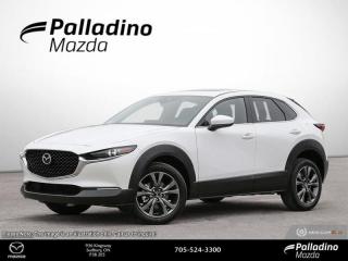<b>Adaptive Cruise Control,  Heated Steering Wheel,  Aluminum Wheels,  Heated Seats,  Apple CarPlay!</b><br> <br> <br> <br>  No matter where your path leads, this 2024 CX-30 is made to help you follow it. <br> <br>Designed for an effortless drive, the luxurious CX-30 is sure to impress. Its refined cabin is quiet, instilling a feeling of tranquility behind the wheel. With plenty of cabin space, this gorgeous compact SUV is ready to handle any task you put in front of it. Innovative performance is not just about power, its about a responsive and engaging drive that connects you to the road.<br> <br> This snowflake white SUV  has an automatic transmission and is powered by a  2.5L I4 16V GDI DOHC engine.<br> <br> Our CX-30s trim level is GS. Step things up with this CX-30 GS, which reward you with unique alloy wheels, adaptive cruise control, a heated steering wheel, heated front seats, 60-40 folding bench rear seats, proximity key with push button start, an 8-speaker Mazda Harmonic Acoustics audio system, Apple CarPlay, Android Auto, and an 8.8-inch infotainment screen. Additional features include active lane keeping assist, lane departure warning, rear cross-traffic alert with automatic emergency braking, blind spot monitoring, rear cross traffic alert, front and rear cupholders, smart device remote engine start, LED headlights with perimeter approach lights, and even more! This vehicle has been upgraded with the following features: Adaptive Cruise Control,  Heated Steering Wheel,  Aluminum Wheels,  Heated Seats,  Apple Carplay,  Android Auto,  Blind Spot Detection. <br><br> <br>To apply right now for financing use this link : <a href=https://www.palladinomazda.ca/finance/ target=_blank>https://www.palladinomazda.ca/finance/</a><br><br> <br/>    Incentives expire 2024-05-31.  See dealer for details. <br> <br>Palladino Mazda in Sudbury Ontario is your ultimate resource for new Mazda vehicles and used Mazda vehicles. We not only offer our clients a large selection of top quality, affordable Mazda models, but we do so with uncompromising customer service and professionalism. We takes pride in representing one of Canadas premier automotive brands. Mazda models lead the way in terms of affordability, reliability, performance, and fuel efficiency.<br> Come by and check out our fleet of 80+ used cars and trucks and 80+ new cars and trucks for sale in Sudbury.  o~o
