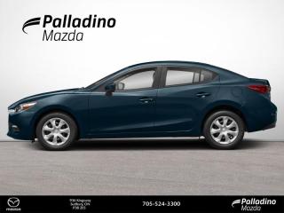 <b>Proximity Key,  Push Button Start,  Air Conditioning,  Power Windows,  Power Doors!</b><br> <br>    The unbreakable mazda formula continues through the 2018 Mazda 3 with a sharp design and ultimate driving dynamics. This  2018 Mazda Mazda3 is for sale today in Sudbury. <br> <br>With Mazdas Skyactiv technology, this Mazda3 outshines all other compact sedans on the market. With a premium cabin and plenty of standard equipement, this sedan provides a refined luxury feel thats hard to beat. It also comes with an incredible safety rating, giving you and your passengers a sense of ease, knowing that youre safe at all times.This  sedan has 103,829 kms. Its  deep crystal blue mica in colour  . It has an automatic transmission and is powered by a  2.0L I4 16V GDI DOHC engine.  <br> <br> Our Mazda3s trim level is GX. This Mazda3 GX comes with a proximity key for push button start, a 4 speaker audio system with USB and auxiliary input jacks, power front windows and power door locks, body coloured front and rear bumpers with a stylish black grille and chrome accents. It also comes with piano black interior accents, a tilt and telescopic steering wheel, electronic stability control and traction control, plus much more. This vehicle has been upgraded with the following features: Proximity Key,  Push Button Start,  Air Conditioning,  Power Windows,  Power Doors. <br> <br>To apply right now for financing use this link : <a href=https://www.palladinomazda.ca/finance/ target=_blank>https://www.palladinomazda.ca/finance/</a><br><br> <br/><br>Palladino Mazda in Sudbury Ontario is your ultimate resource for new Mazda vehicles and used Mazda vehicles. We not only offer our clients a large selection of top quality, affordable Mazda models, but we do so with uncompromising customer service and professionalism. We takes pride in representing one of Canadas premier automotive brands. Mazda models lead the way in terms of affordability, reliability, performance, and fuel efficiency.The advertised price is for financing purchases only. All cash purchases will be subject to an additional surcharge of $2,501.00. This advertised price also does not include taxes and licensing fees.<br> Come by and check out our fleet of 100+ used cars and trucks and 110+ new cars and trucks for sale in Sudbury.  o~o