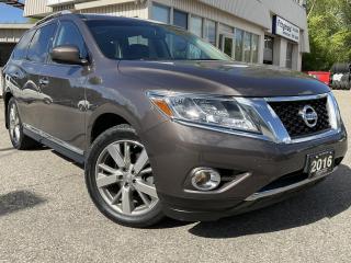 <div><span lang=EN-CA><span>Vehicle Highlights:</span><br></span><span>- Accident free </span><br><span>- 7 Passenger<br>- Highly optioned<br><br></span></div><br /><div><span>Another lovely Nissan Pathfinder Platinum 4WD with all the bells and whistles has arrived at Fitzgerald Motors! This spacious, 7 passenger SUV is in excellent condition in and out and drives very well! Regularly serviced over the years, must be seen and driven to be appreciated!</span></div><br /><div><span><br>Equipped with the powerful 3.5L - 6 cylinder engine, automatic transmission, 4WD, 7 passenger seating, navigation system, 360 camera, blind-spot warning, rear DVD system, factory remote start, factory tow package, panoramic sunroof, parking sensors, leather seats, digital climate control (driver/pass/rear), heated seats (front & rear), cooled seats, memory seats, heated steering wheel, upgraded alloys, power windows, power locks, power mirrors, power seats, power trunk, steering wheel audio controls, Bluetooth, BOSE audio system, AM/FM/CD/AUX/USB, A/C, smart-key, push start, alarm, fog lights, and much more!</span></div><br /><div><span><br></span></div><br /><div><span>Certified!</span><br><span>Carfax Available!</span><br><span>Extended Warranty Available!</span><br><span>Financing available for as low as 9.99% O.A.C</span><br><span>ONLY $18,999 PLUS HST & LIC<br></span></div><br /><div><span><br></span><span>Please call us at 519-579-4995 for any questions you have or drop by FITZGERALD MOTORS located at 380 Courtland Ave East. Kitchener, ON for a test drive! Visit us online at </span><a href=http://www.fitzgeraldmotors.com/>www.fitzgeraldmotors.com</a><span> </span></div><br /><div><span><br></span><span>*Even though we take reasonable precautions to ensure that the information provided is accurate and up to date, we are not responsible for any errors or omissions. Please verify all information directly with Fitzgerald Motors to ensure its exactitude.</span></div>