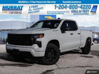 Attention all adventurers! Are you ready to conquer both the urban jungle and rugged terrains? Introducing the 2024 Chevrolet Silverado 1500 Custom - your ultimate companion for any journey! With its powerful 2.7L TURBOMAX engine and 8-speed automatic transmission, this beast ensures seamless performance whether youre cruising through city streets or blazing trails off-road. Step into the spacious cabin of this 4WD Double Cab 147 Silverado and experience unmatched comfort and versatility. Perfect for families, work crews, or anyone with a taste for adventure, this truck offers ample space and cutting-edge features to make every ride enjoyable. But wait, theres more! Despite being brand new, this Silverado boasts impressively low mileage, ensuring you have plenty of kilometers ahead to explore. Plus, rest assured knowing that Murray Chevrolet Winnipegs certified technicians have meticulously inspected and serviced this vehicle, guaranteeing its reliability for years to come. So why settle for ordinary when you can drive home in extraordinary? Visit us today at Murray Chevrolet Winnipeg and experience the power, versatility, and unmatched quality of the 2024 Chevrolet Silverado 1500 Custom. Your next adventure awaits! Dealer Permit #1740