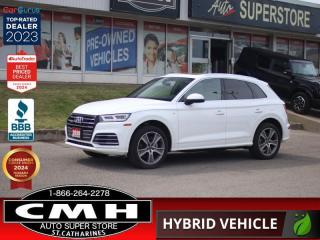 <b>ONLY 33,000 KMS !! HYBRID AWD !! S LINE !! NAVIGATION, REAR CAMERA, PARK SENSORS, BLIND SPOT, AUDI PRE SENSE, AUDI EFFICIENCY ASSIST, RAIN SENSING WIPERS, APPLE CARPLAY, PANO ROOF, LEATHER, POWER SEATS, HEATED SEATS, HEATED STEERING WHEEL, POWER LIFTGATE</b><br>  <br>CMH certifies that all vehicles meet DOUBLE the Ministry standards for Brakes and Tires<br><br> <br>    This  2020 Audi Q5 is for sale today. <br> <br>This 2020 Audi Q5 has gone through another batch of refinement, sporting all new components hidden away under the shapely body, and a refined interior, offering more room and excellent comfort, surrounding the passengers in a tech filled cabin that follows Audis new interior design language. This low mileage  SUV has just 32,859 kms. Its  white in colour  . It has an automatic transmission and is powered by a  367HP 2.0L 4 Cylinder Engine. <br> <br> Our Q5s trim level is Progressiv 55 TFSI e quattro. This Progressiv trim adds a lot of luxury with a dual row sunroof, navigation, a heated leather steering wheel, driver memory settings, aluminum interior trim, automatic high beams, and front and rear parking sensors. This SUV is more than a simple family vehicle with luxury features like heated leather bucket seats with contrast stitching, a leather steering wheel, proximity key with push button start, proximity cargo access, and voice activated LCD touchscreen infotainment with wireless Apple CarPlay. The style continues on the exterior with a dual tailpipe, aluminum alloy wheels, programmable LED lighting, fog lamps, and perimeter lights. Drive in confident safety with collision mitigation, pedestrian braking, blind spot monitoring, and a back up camera. This vehicle has been upgraded with the following features: S Line, Navigation, Blind Spot Sensor, Rain Sensing Wipers, Panoramic Roof, Power Liftgate, Memory Seat. <br> <br>To apply right now for financing use this link : <a href=https://www.cmhniagara.com/financing/ target=_blank>https://www.cmhniagara.com/financing/</a><br><br> <br/><br>Trade-ins are welcome! Financing available OAC ! Price INCLUDES a valid safety certificate! Price INCLUDES a 60-day limited warranty on all vehicles except classic or vintage cars. CMH is a Full Disclosure dealer with no hidden fees. We are a family-owned and operated business for over 30 years! o~o